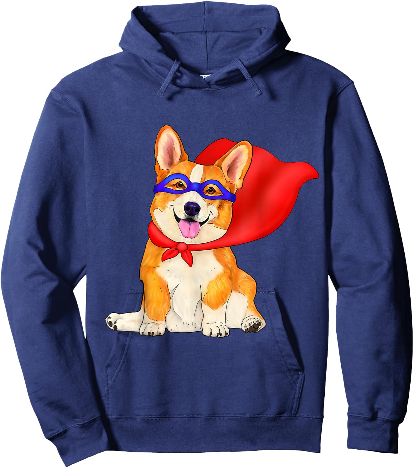 Super hero corgi - cute superhero dog in red cape Men Women Kids Hoodie - Hoodie | Navy