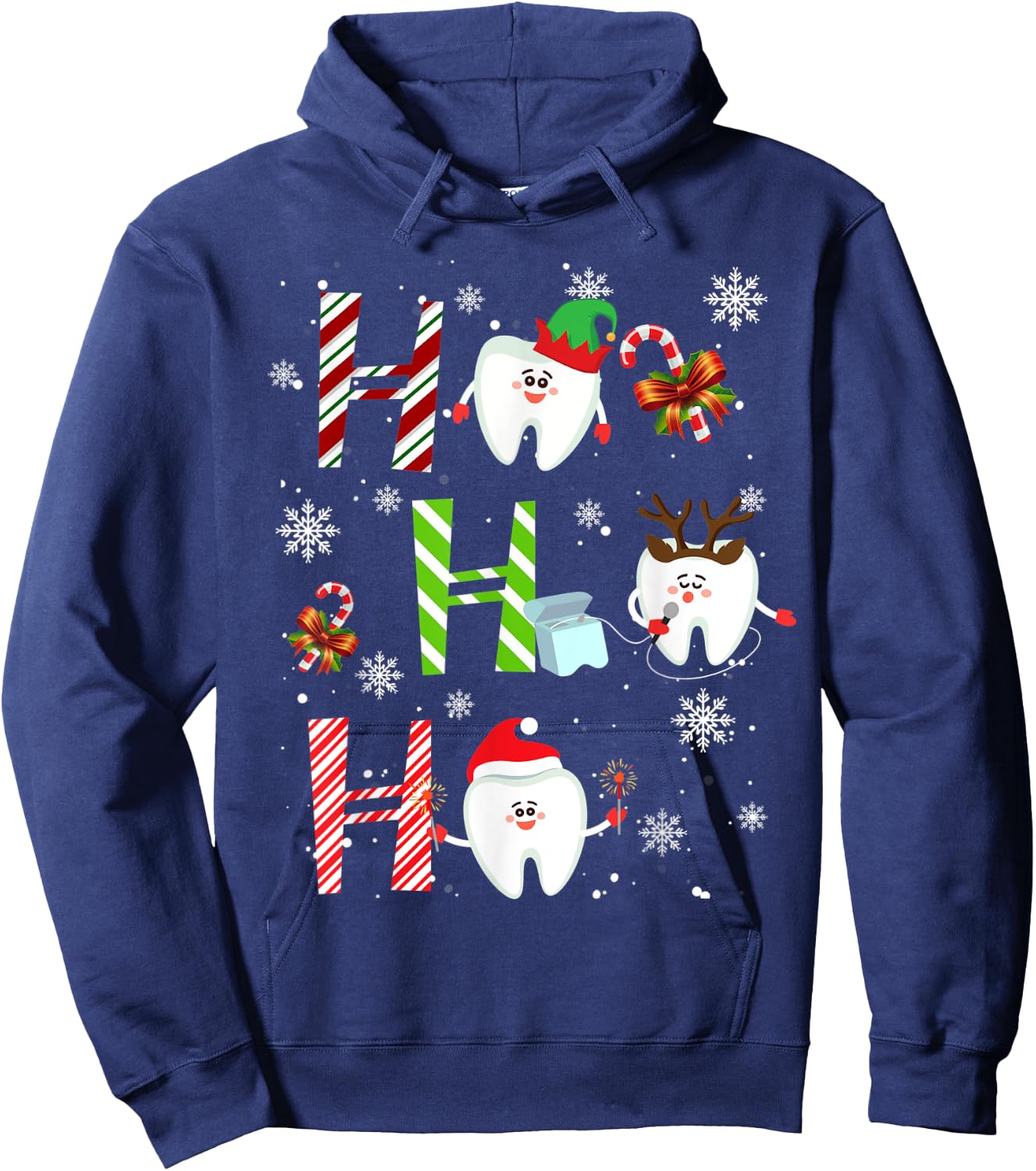 Dentist Christmas Ho Ho Ho Teeth Dental Squad Merry Xmas Hoodie - Hoodie | Navy