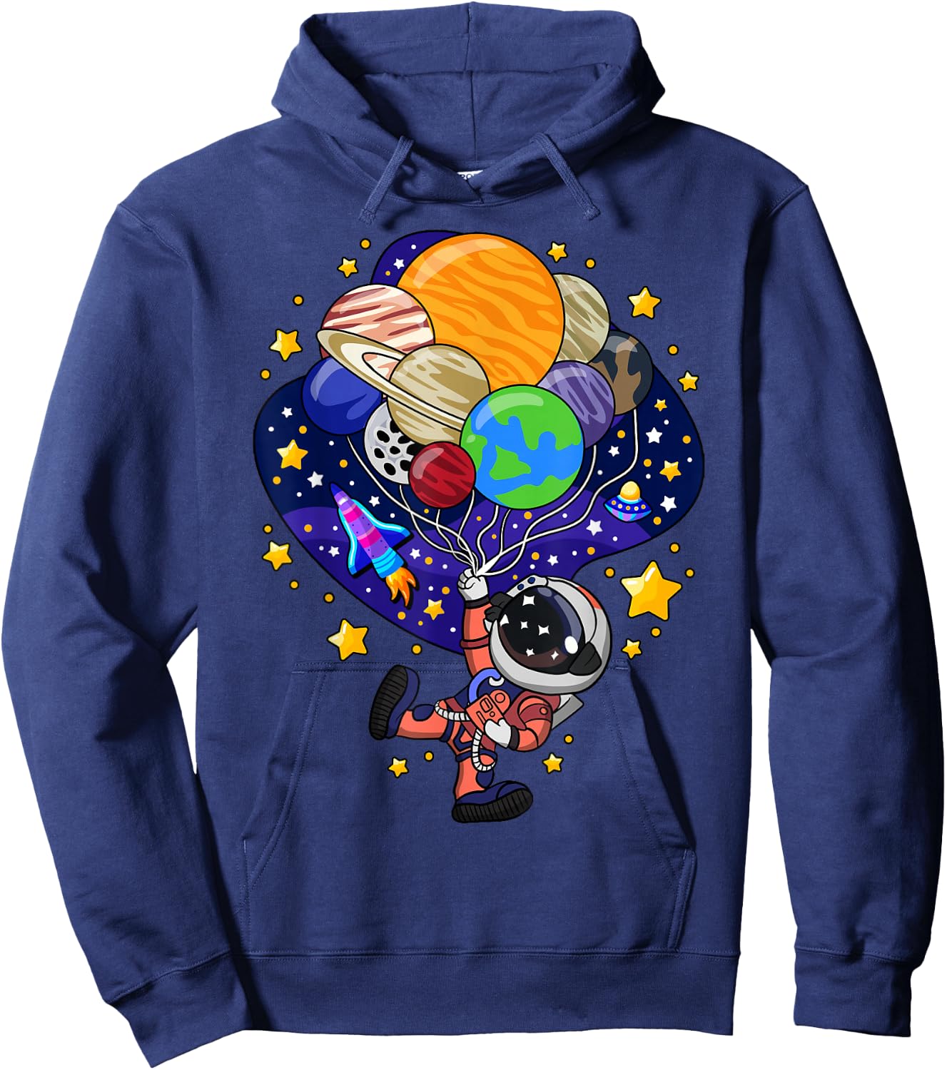 Space Astronaut Spaceman Earth Mars Planet Balloons Hoodie - Hoodie | Navy
