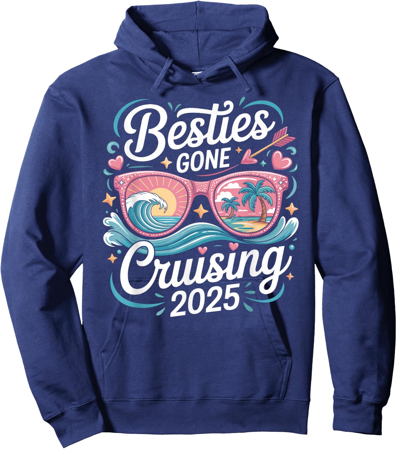 Besties Gone Cruising 2025 Girls Matching Women Cruise Hoodie - Hoodie | Navy