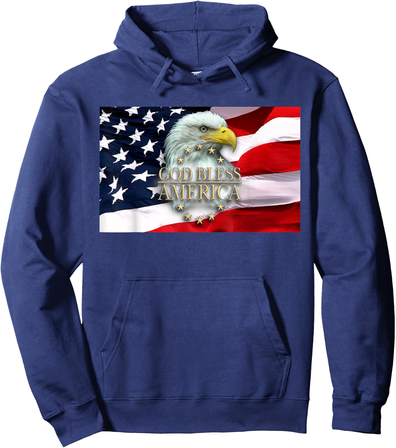 God Bless America Bald Eagle USA American Flag 4th of July Hoodie - Hoodie | Navy