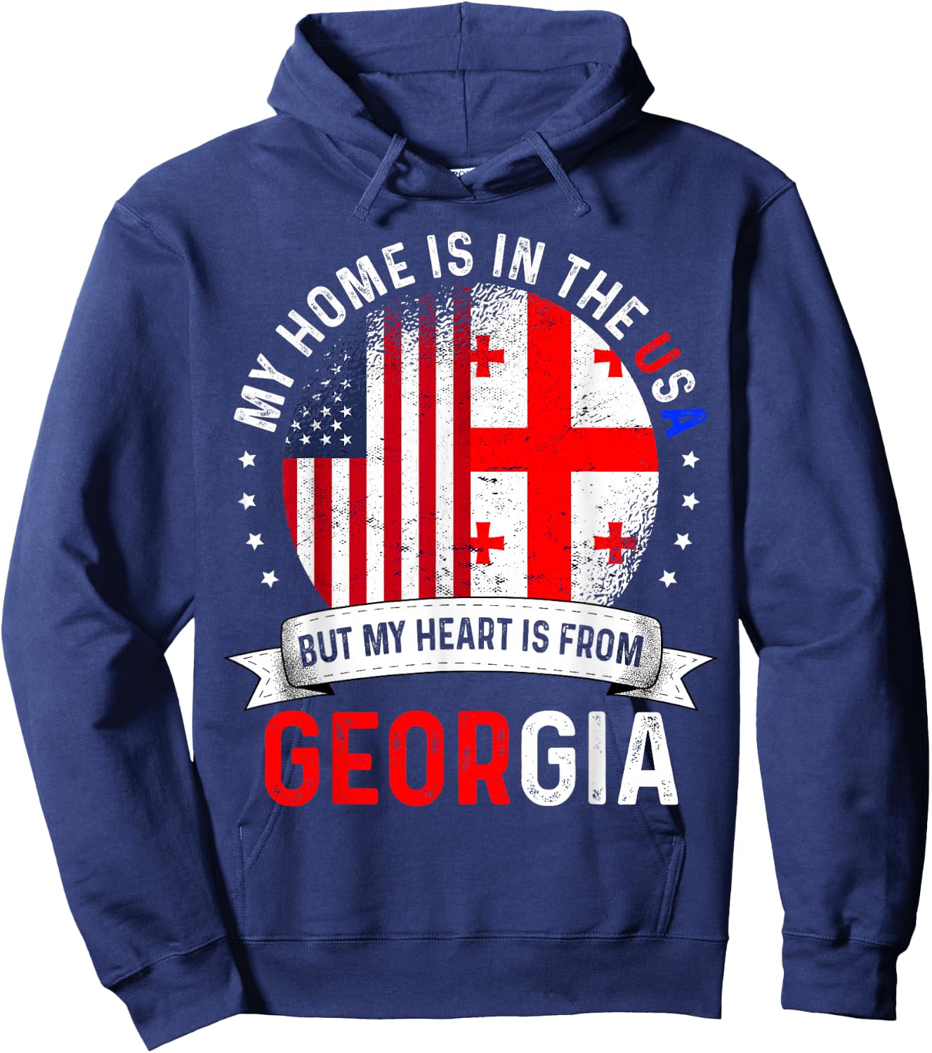Georgian American Patriot Heart is from Georgia Flag Hoodie - Hoodie | Navy