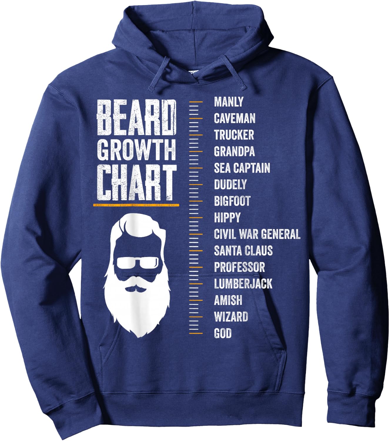 Funny Beard Growth Chart Gift Bearded Man Size Measurement Hoodie - Hoodie | Navy