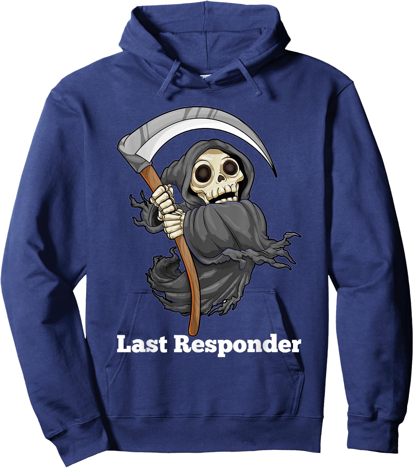 Last Responder Grim Reaper Halloween Angel Of Death Scythe Hoodie - Hoodie | Navy