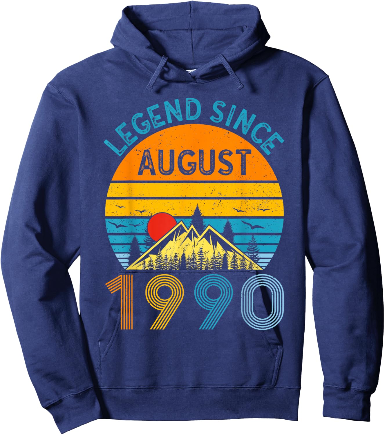 Legend Since August 1990 35th Birthday Vintage 35 Years Old Hoodie - Hoodie | Navy