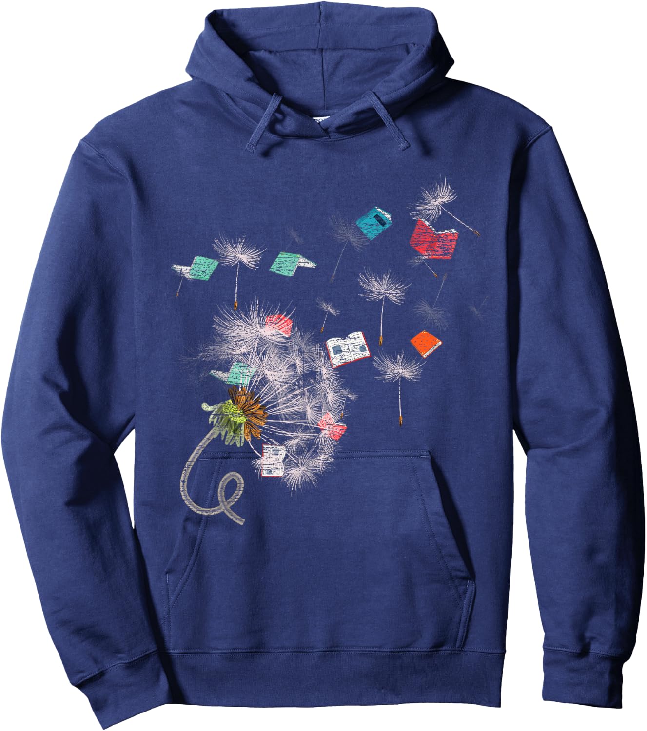 Book Librarian Dandelion Book Reading Hoodie - Hoodie | Navy