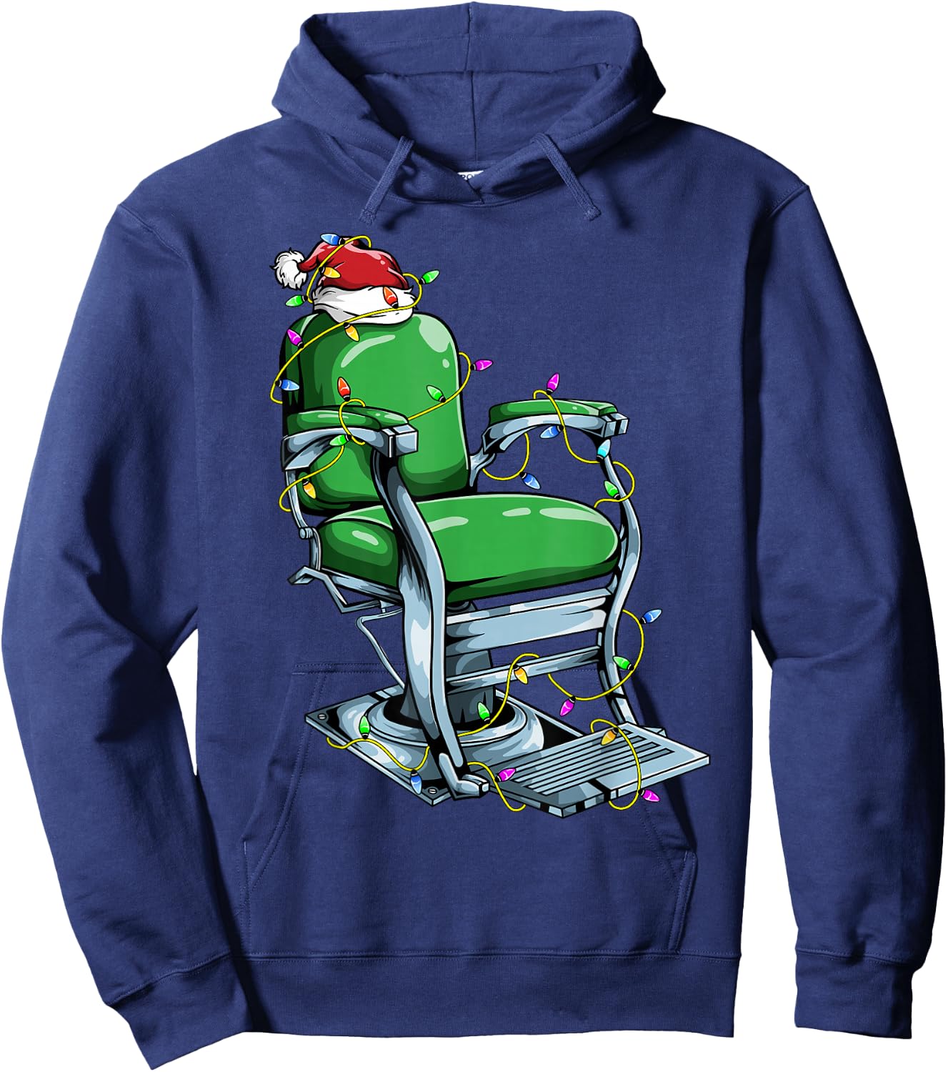 Barbershop Santa Theme Design For Xmas | Barber Christmas Hoodie - Hoodie | Navy