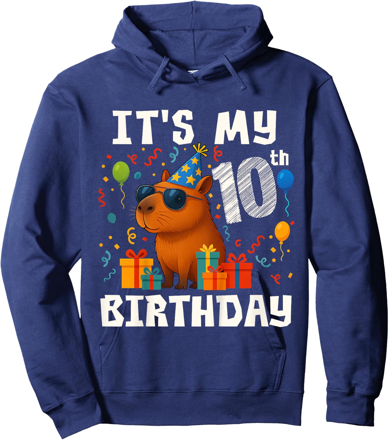 Its My 10th Birthday 10 Years Old Capybara Gifts Boys Hoodie - Hoodie | Navy