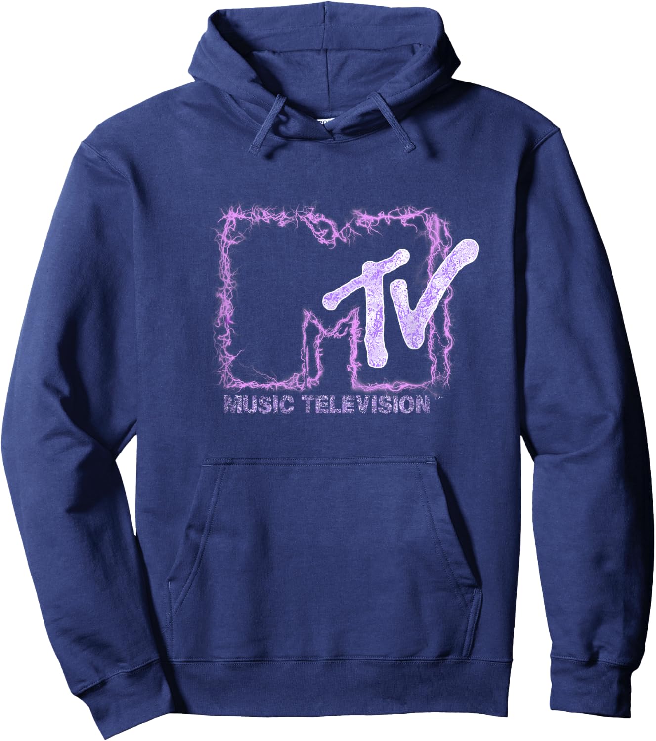 Mademark x MTV - The official MTV Logo with purple electric flashes Hoodie - Hoodie | Navy
