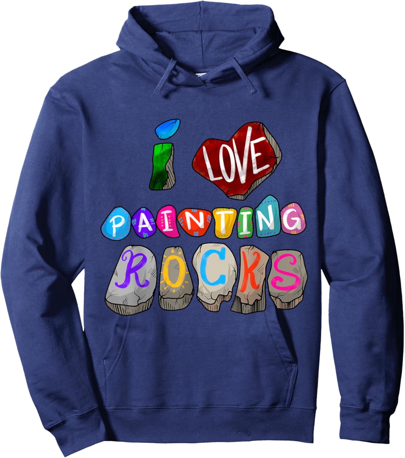 Funny I Love Painting Rocks Gift Cool Painter Men Women Kids Hoodie - Hoodie | Navy