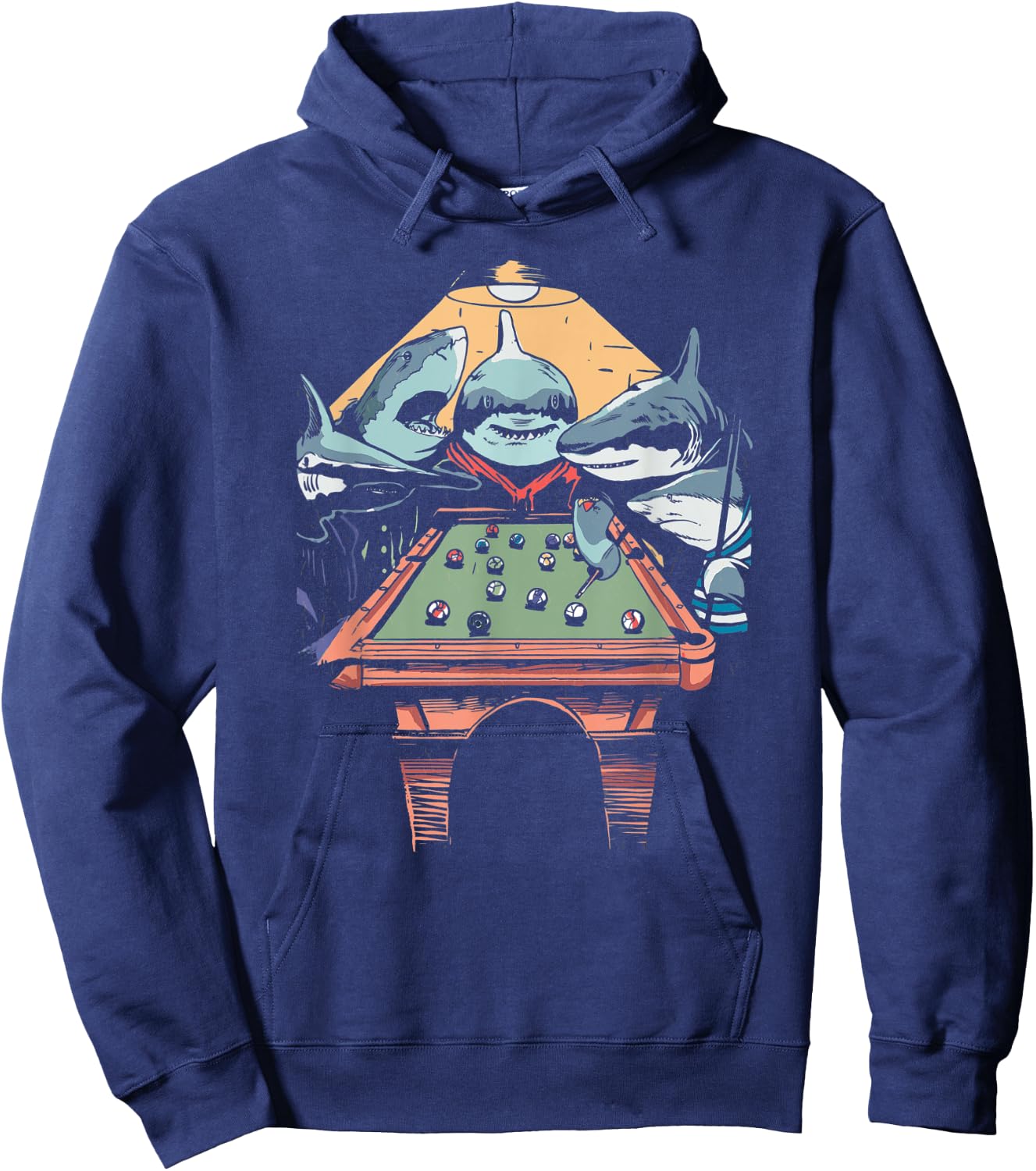 The Pool Sharks Funny Vintage Painting Parody Hoodie - Hoodie | Navy