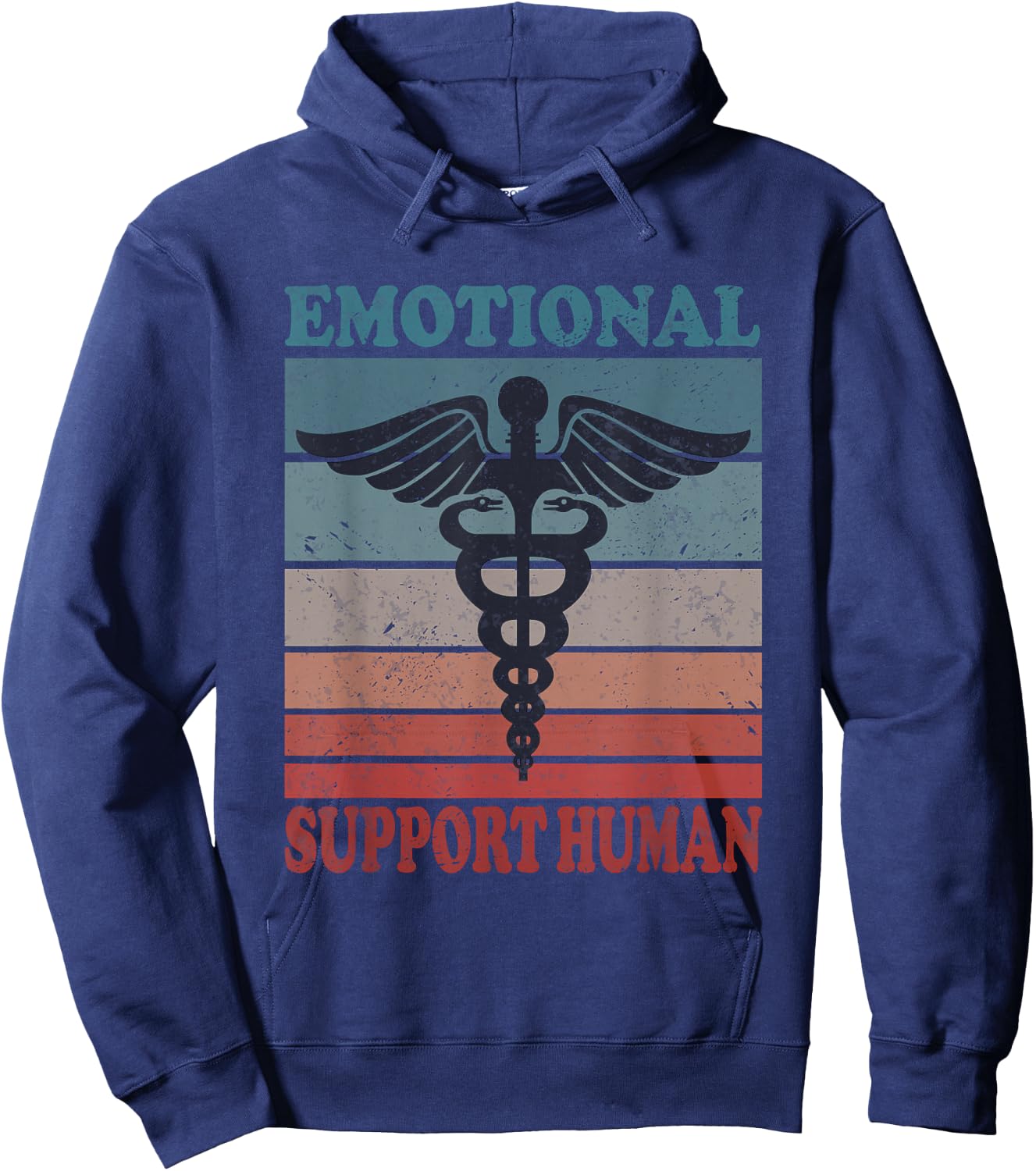 Vintage Emotional Support Human Service People Black Hoodie - Hoodie | Navy