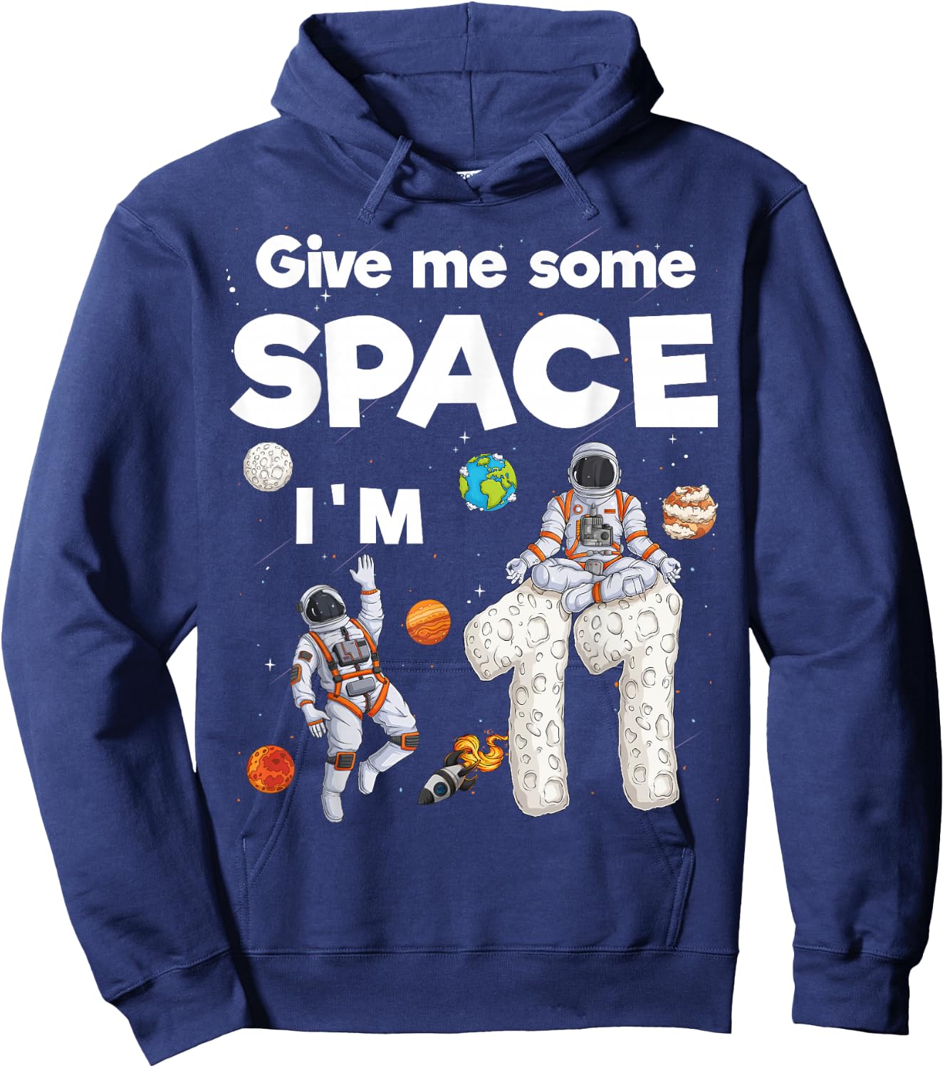 Outer Space Astronaut Planets Eleven Year Old 11th Birthday Hoodie - Hoodie | Navy