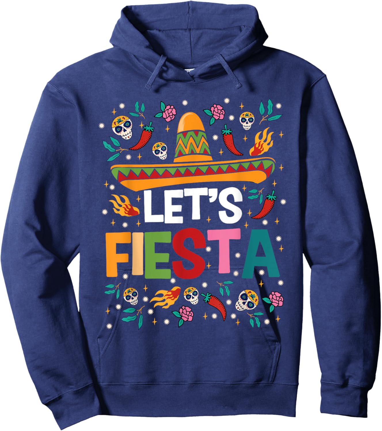 Let's Fiesta Cinco De Mayo Mexican Theme Party Guitar Lover Hoodie - Hoodie | Navy