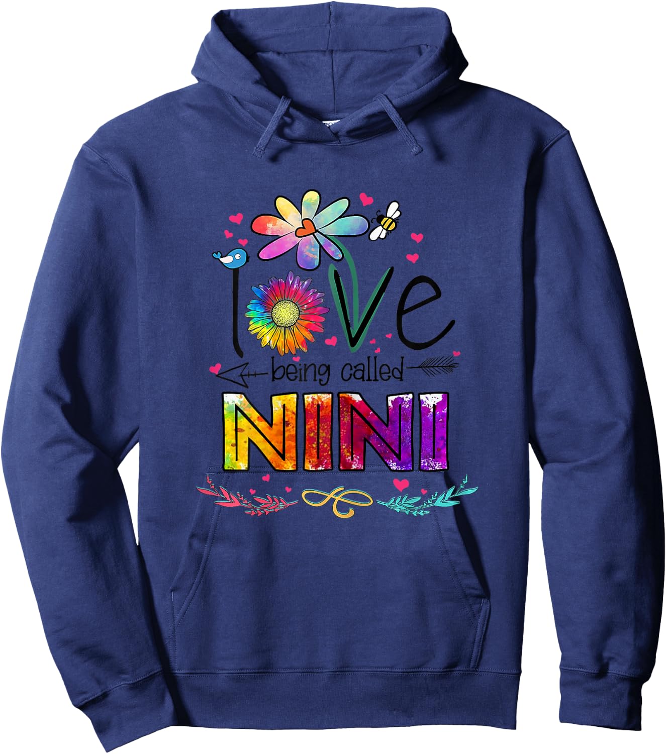 I Love Being Called Nini Daisy Flower Cute Mother's Day Hoodie - Hoodie | Navy