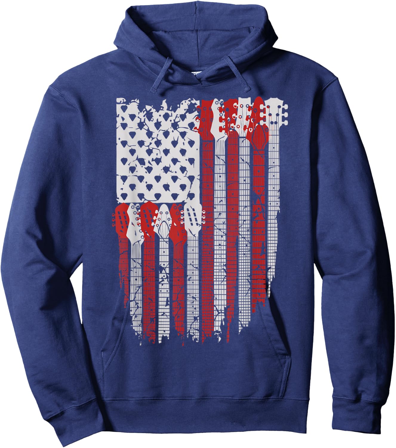 USA American Flag Guitar Musician 4th of July Guitarists Hoodie - Hoodie | Navy