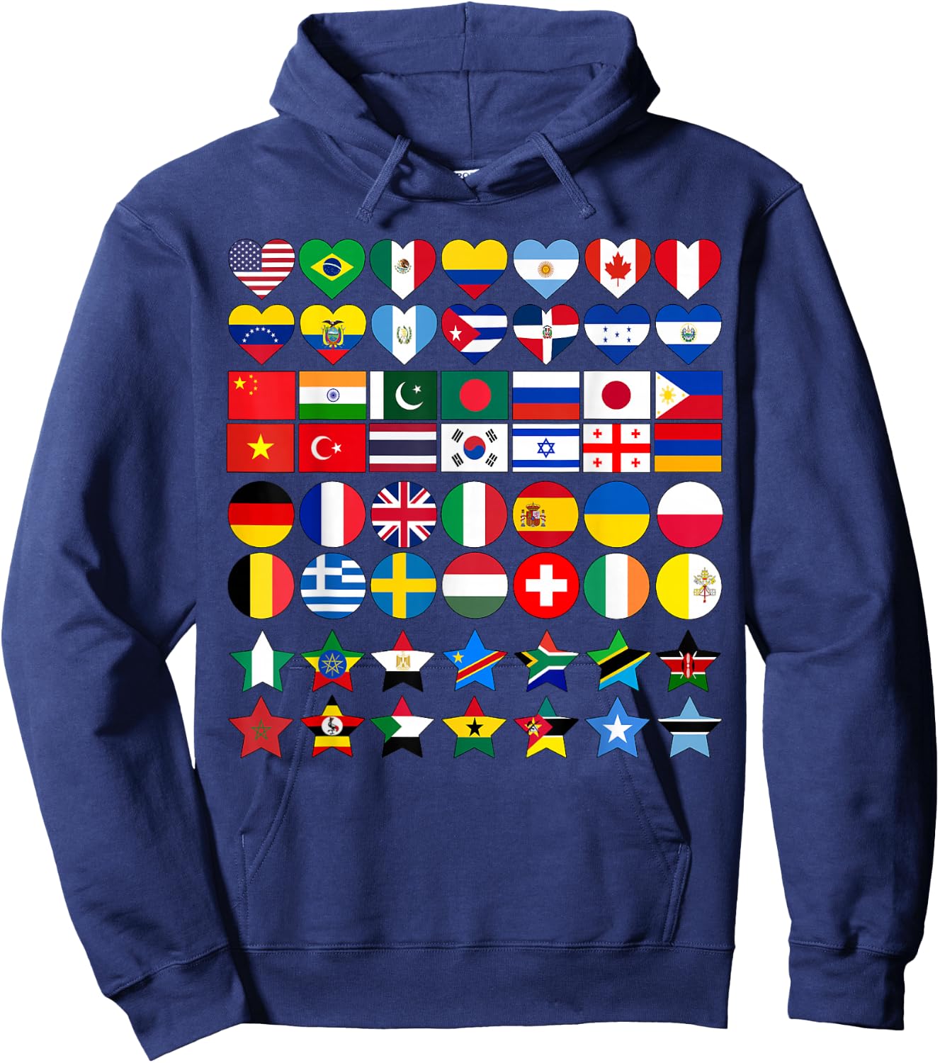 Flags of Countries of the Worlds in Geometric Shapes Hoodie - Hoodie | Navy