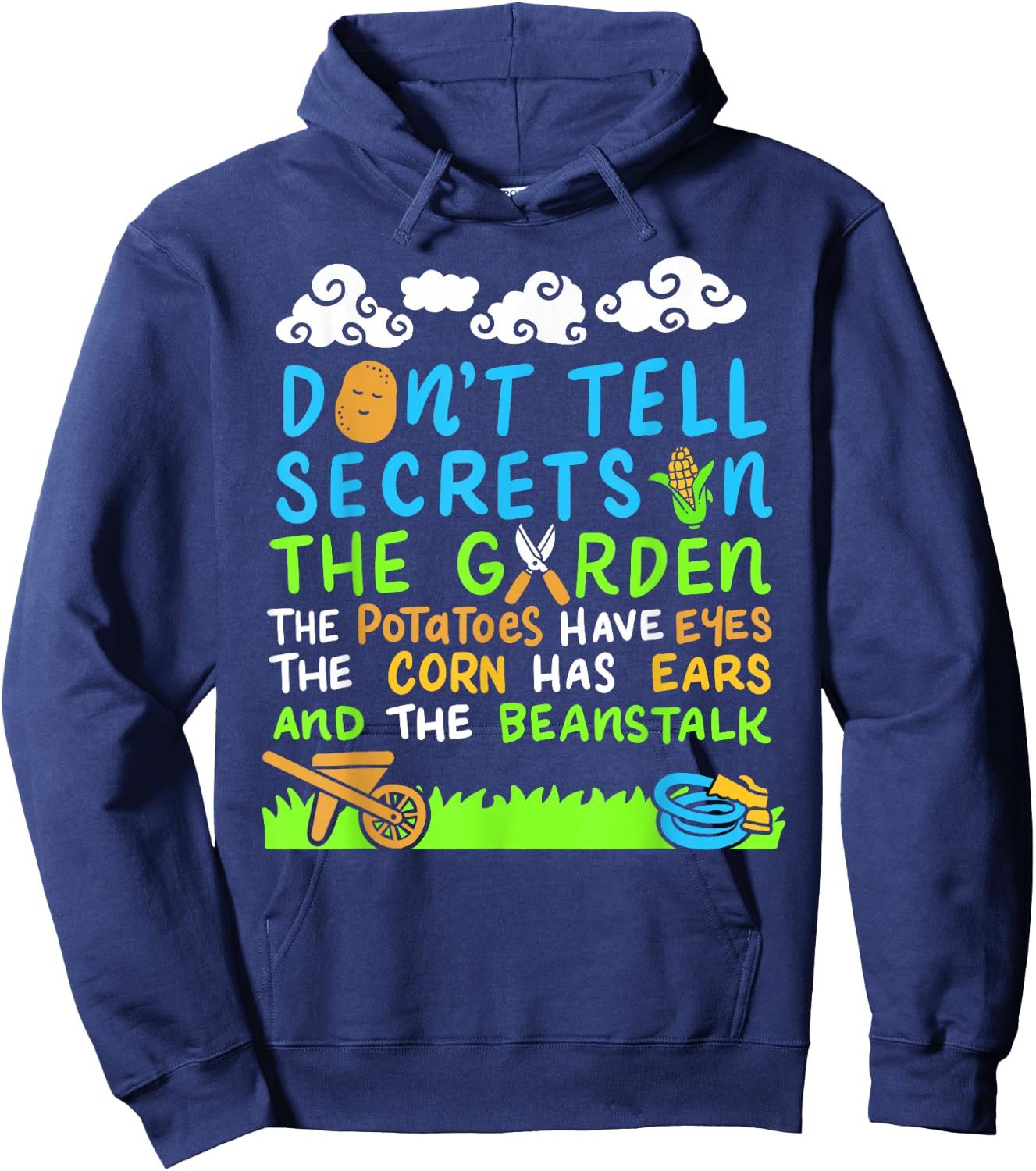 Don't Tell Secrets In The Garden Funny Vegetable Gardener Hoodie - Hoodie | Navy