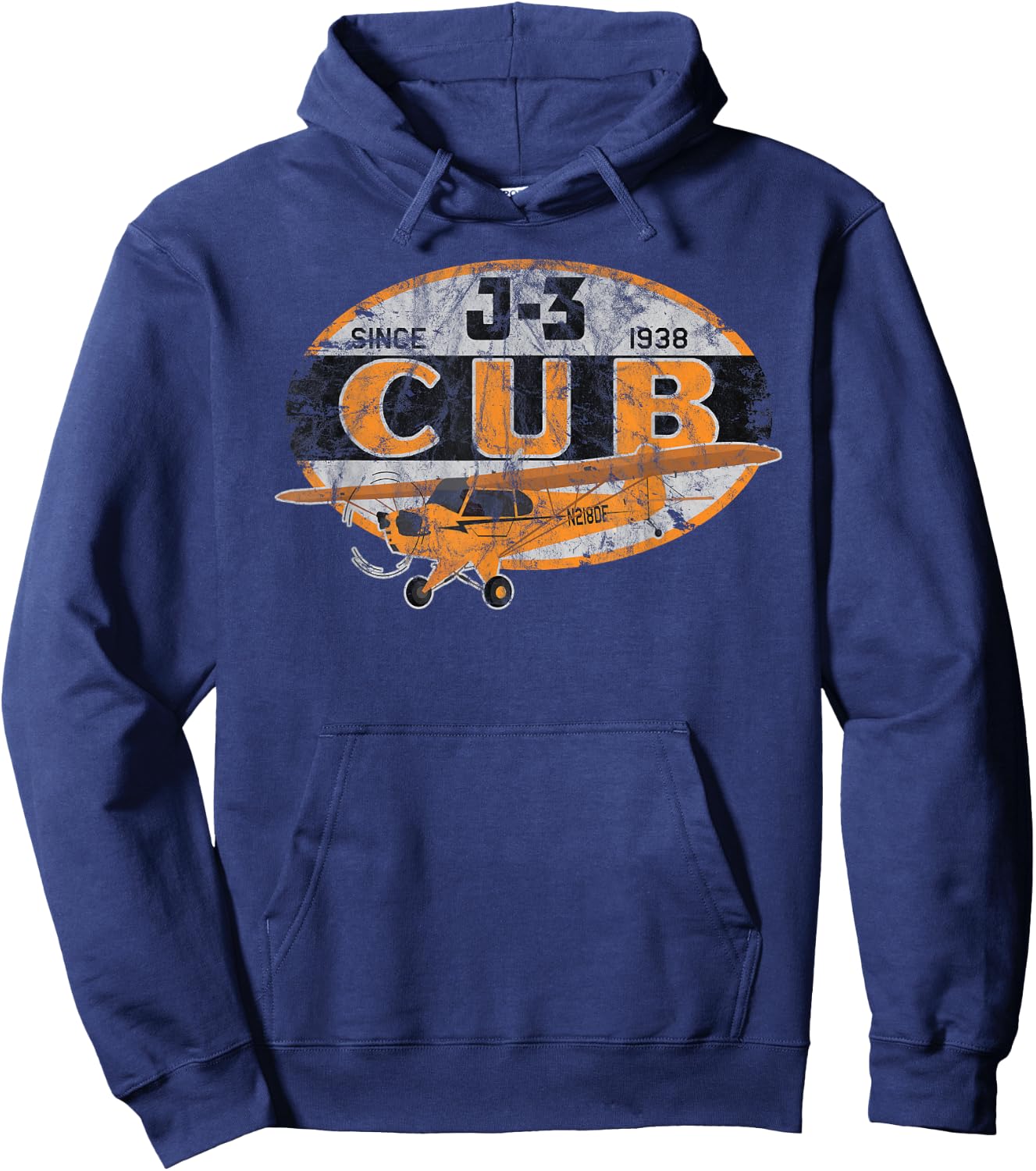 J-3 Cub "Since 1938" Classic Airplane Vintage Pilot Hoodie - Hoodie | Navy