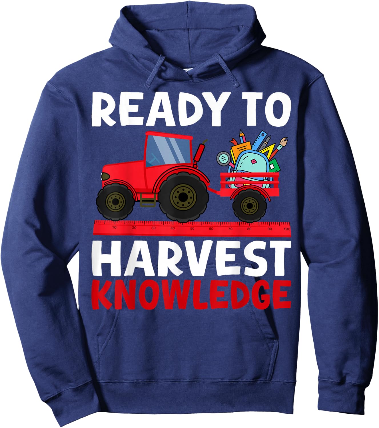 Back to School Tractor Farmer Boys First Day of School Kids Hoodie - Hoodie | Navy