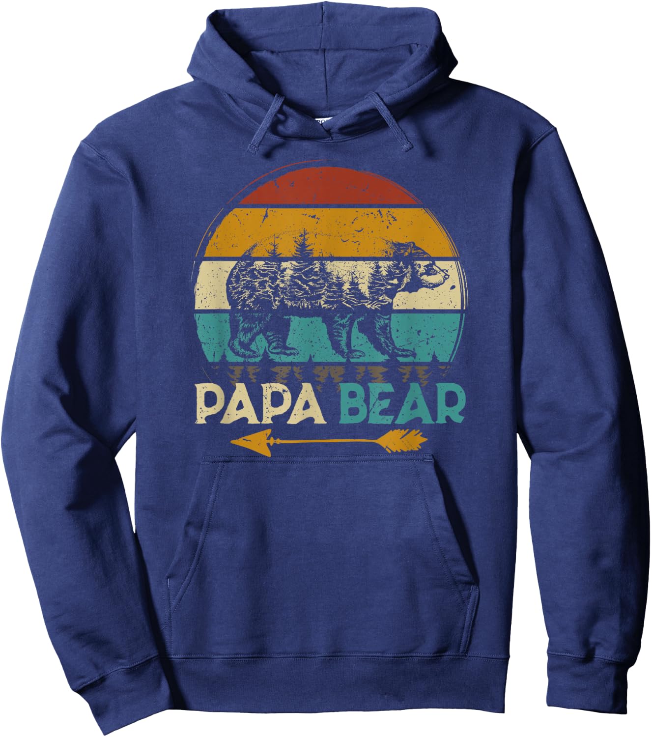 Father's Day Papabear Funny Dad Baby Bear Retro Vintage Hoodie - Hoodie | Navy