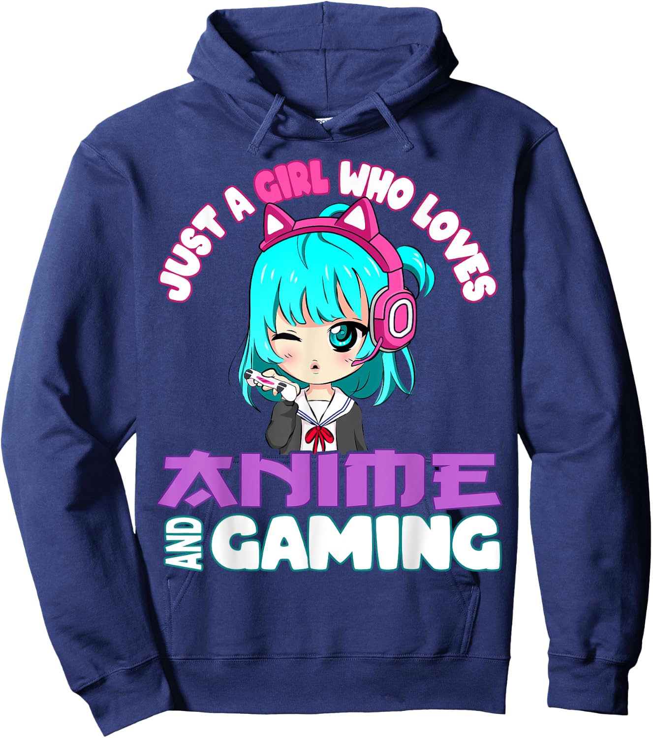 Just a Girl who loves Anime and Gaming chibi Video Games Hoodie - Hoodie | Navy