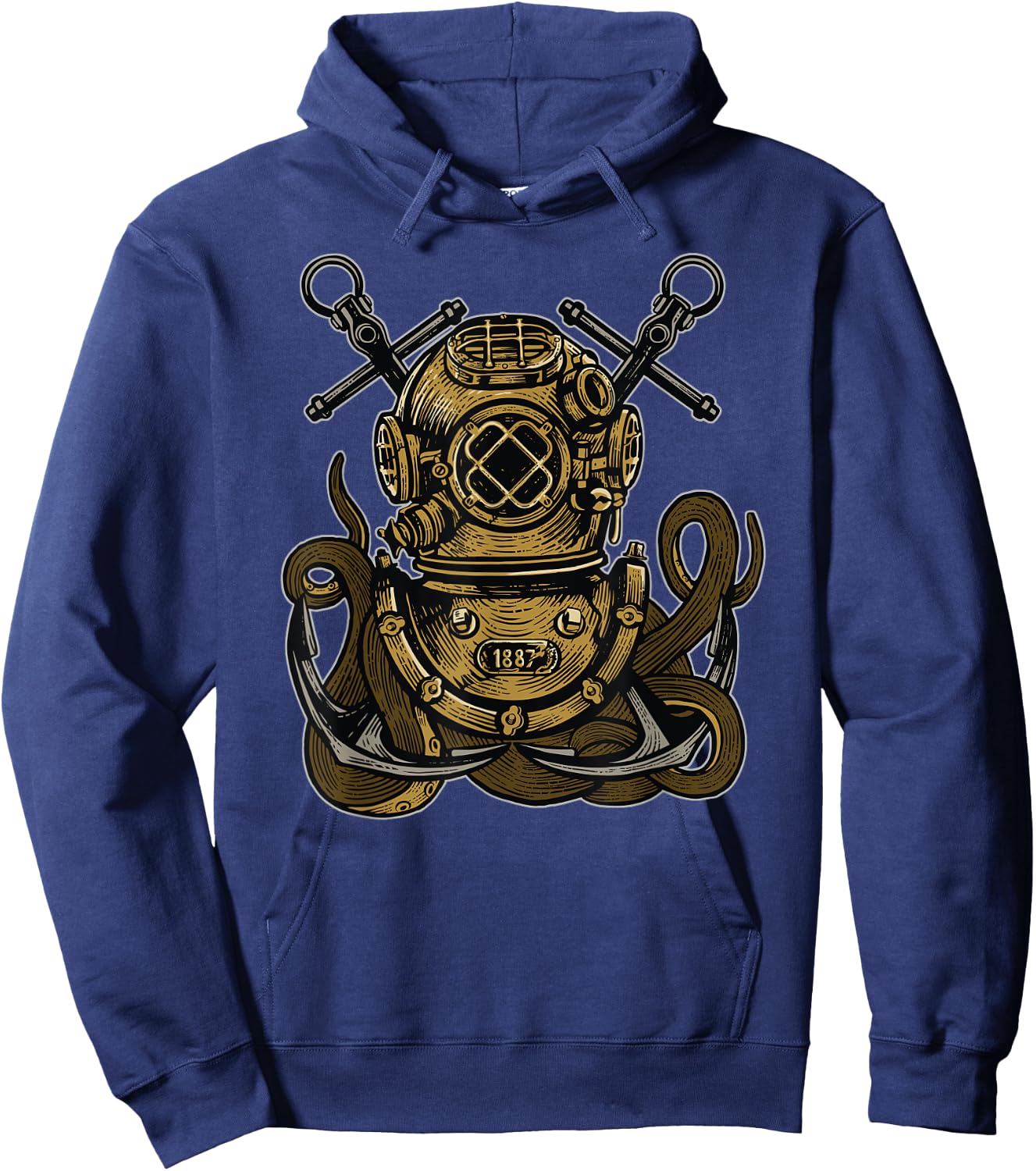 Steampunk Nautical Deep Sea Diver Helmet Anchor Octopus Hoodie - Hoodie | Navy