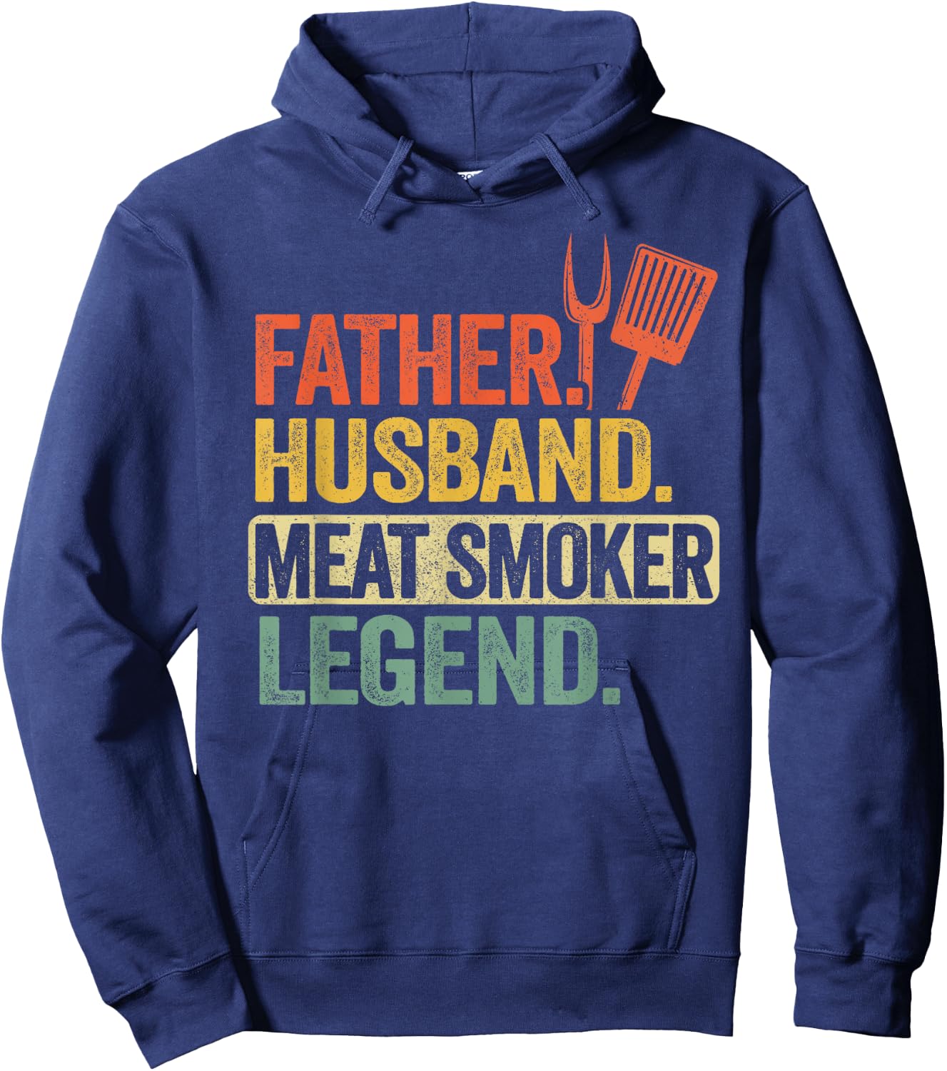 Father Husband Meat Smoker Legend Grilling Dad Meat Smoking Hoodie - Hoodie | Navy