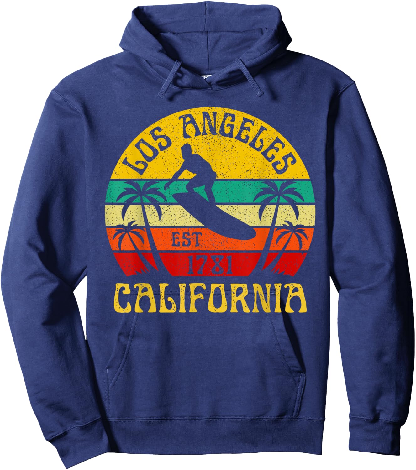 Los Angeles California Beach Surf Summer Vacation Vintage Hoodie - Hoodie | Navy