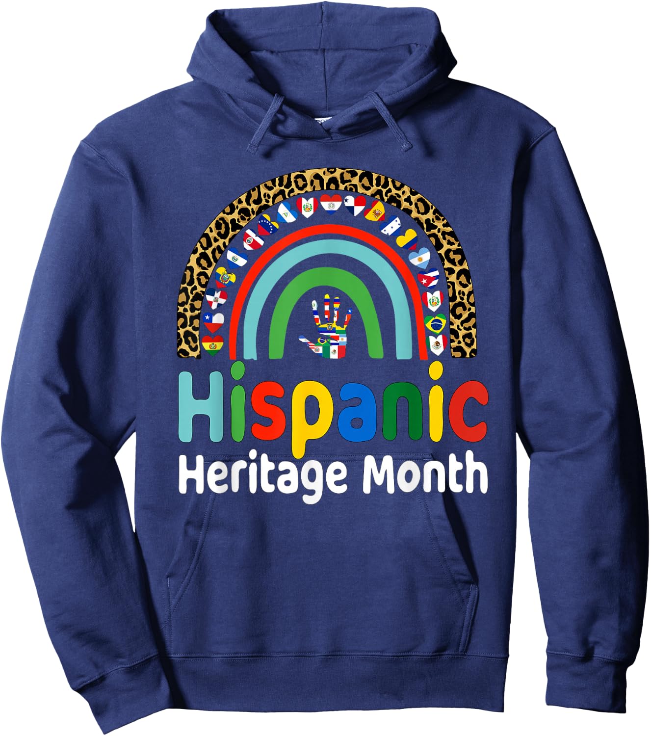 National Hispanic Heritage month Rainbow Countries Flags Hoodie - Hoodie | Navy