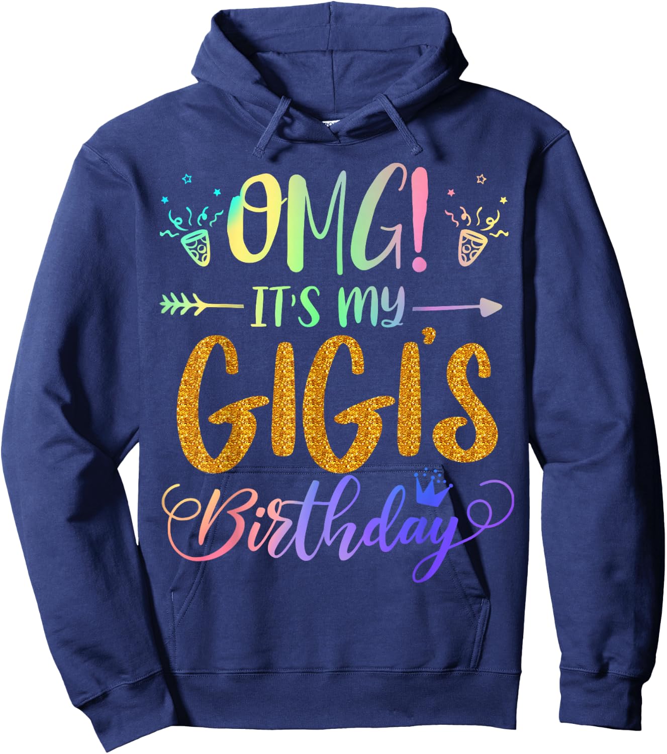 OMG It's My Gigi's Birthday Tie Dye Party Themed grandchild Hoodie - Hoodie | Navy