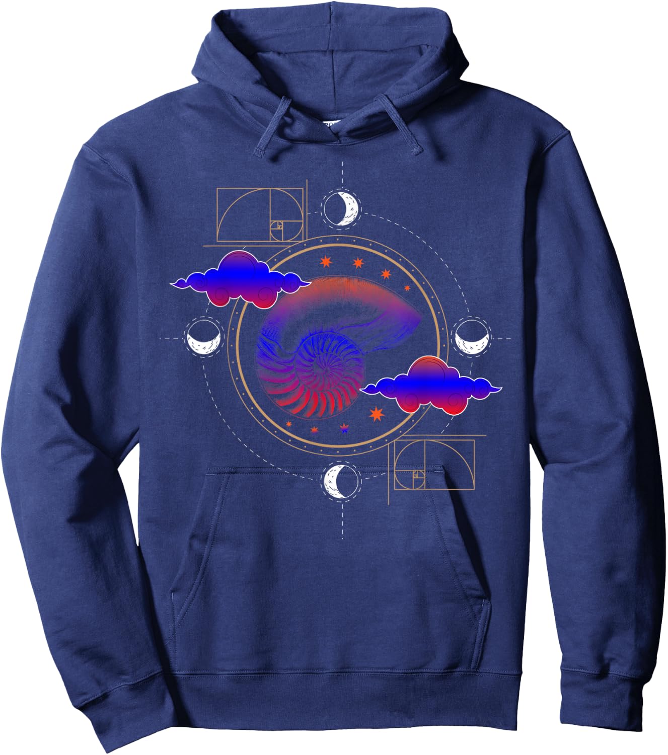 Fibonacci Shell or Golden Ratio and Spiral or Fibonacci Hoodie - Hoodie | Navy