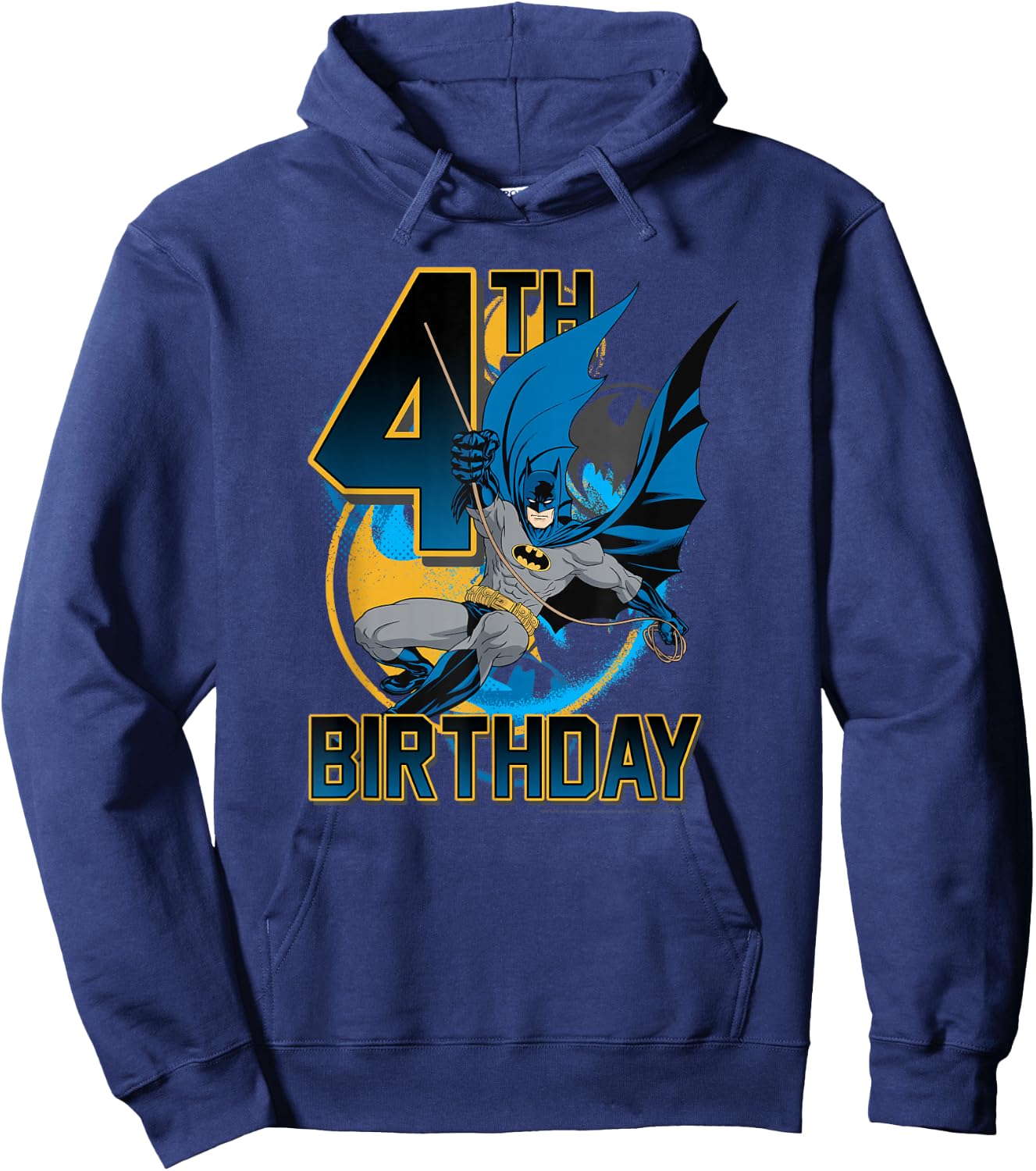 DC Comics Batman 4th Birthday Bat Swing Action Poster Hoodie - Hoodie | Navy