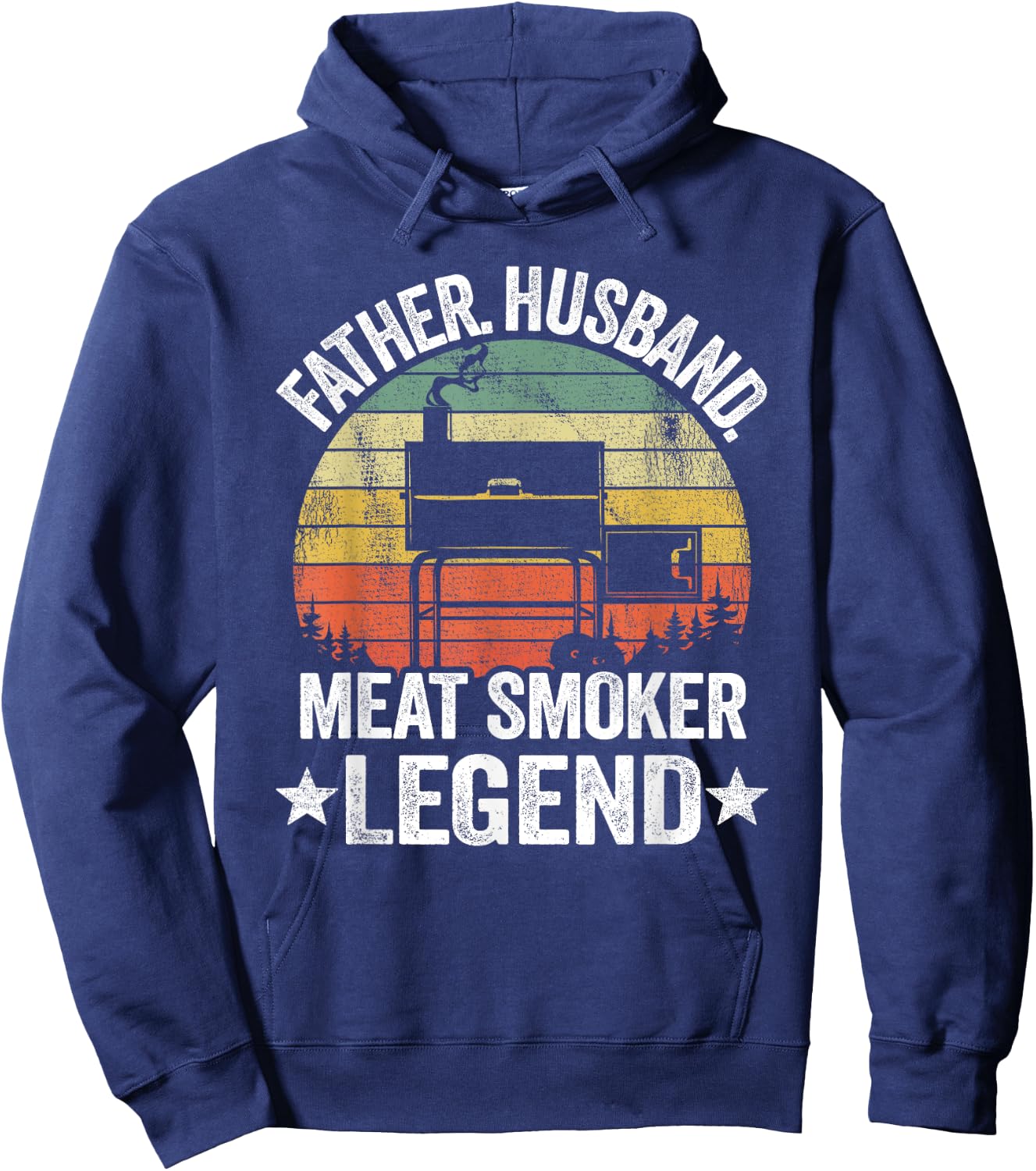 Father Husband Meat Smoker Legend Grilling Dad Meat Smoking Hoodie - Hoodie | Navy