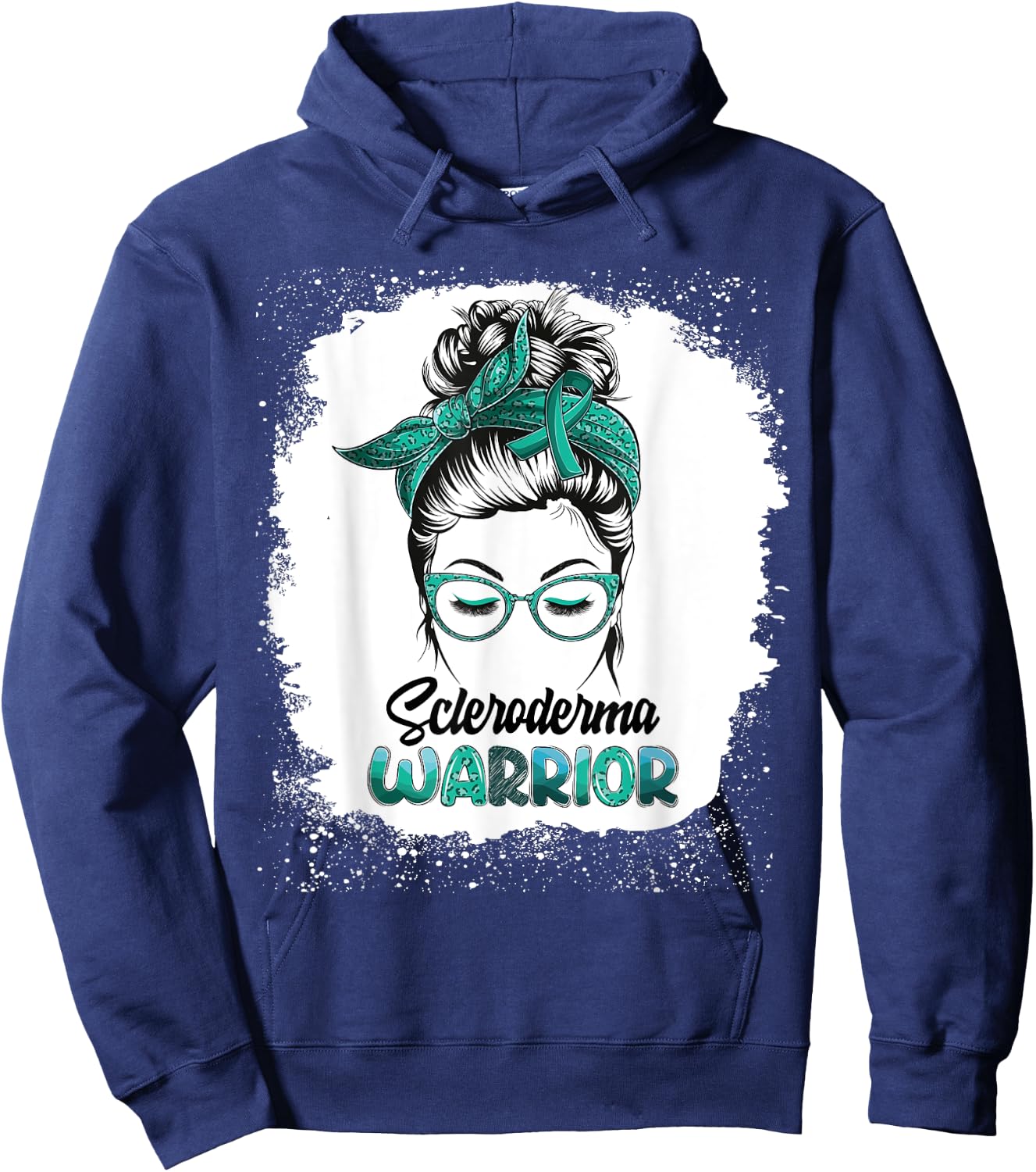 Scleroderma Warrior Bleached Messy Bun Survivor Believe Hoodie - Hoodie | Navy