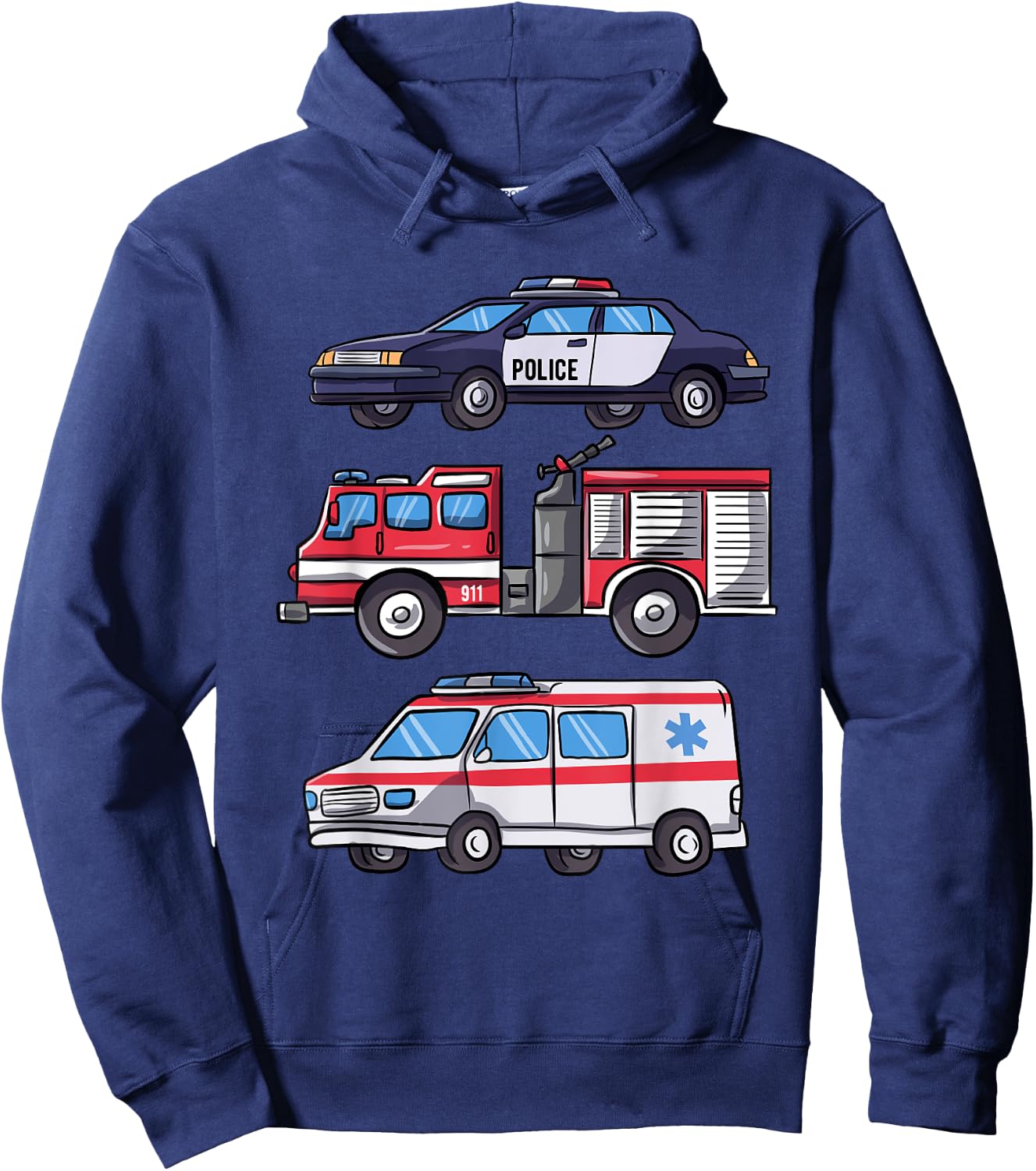 Emergency Vehicle Gift Boys Fire Engine Hoodie - Hoodie | Navy