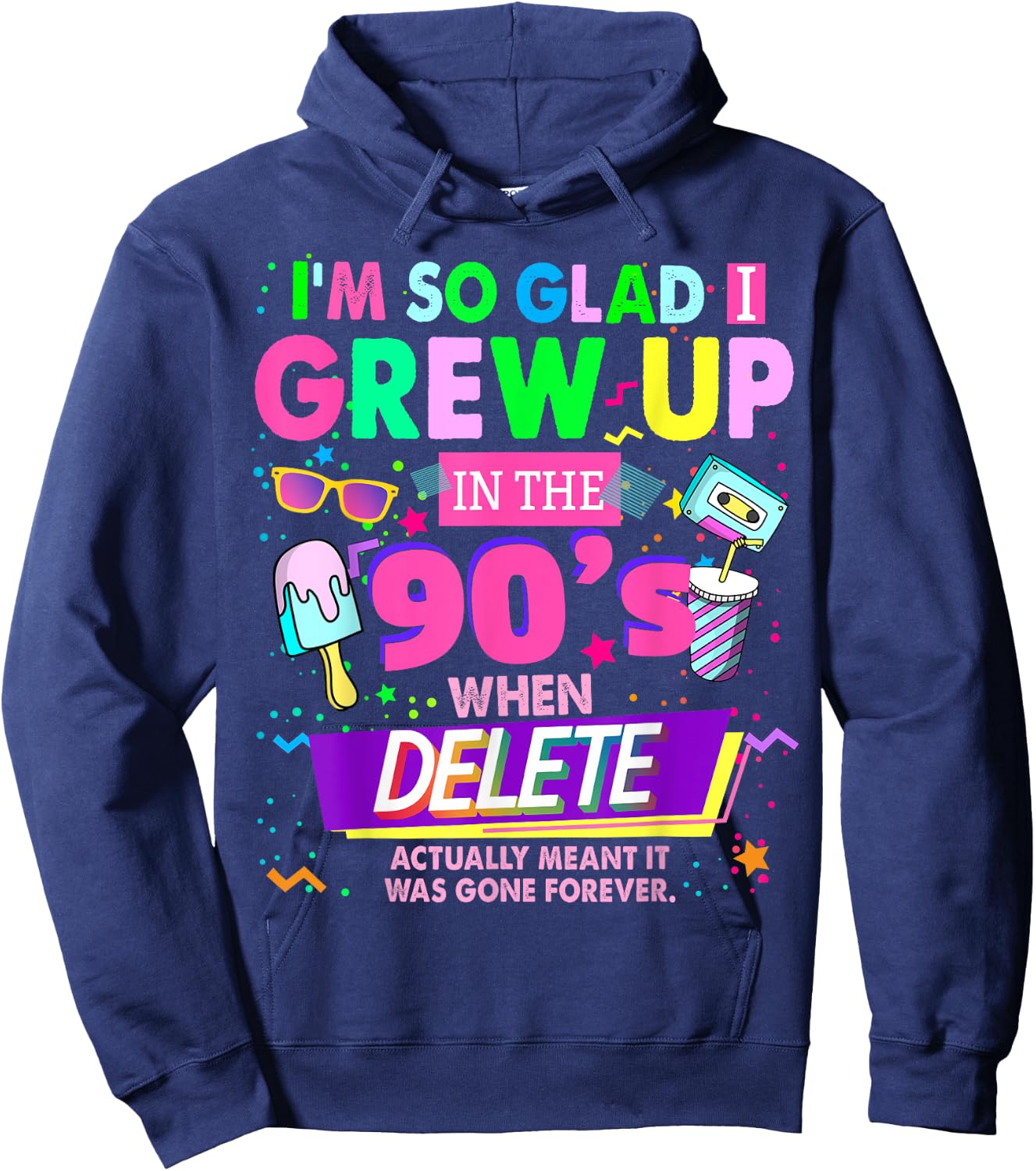 90s Outfit Idea & Nostalgic 1990s 90s Themed Hoodie - Hoodie | Navy