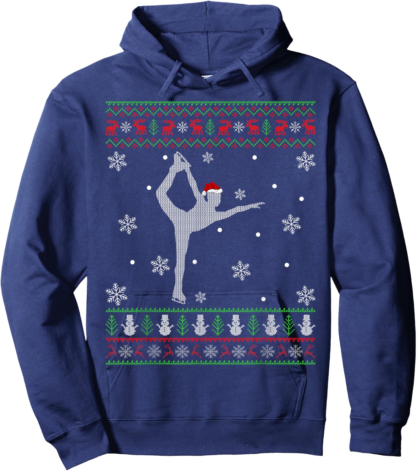 Figure Skating Lover Xmas Ugly Figure Skating Christmas Hoodie - Hoodie | Navy