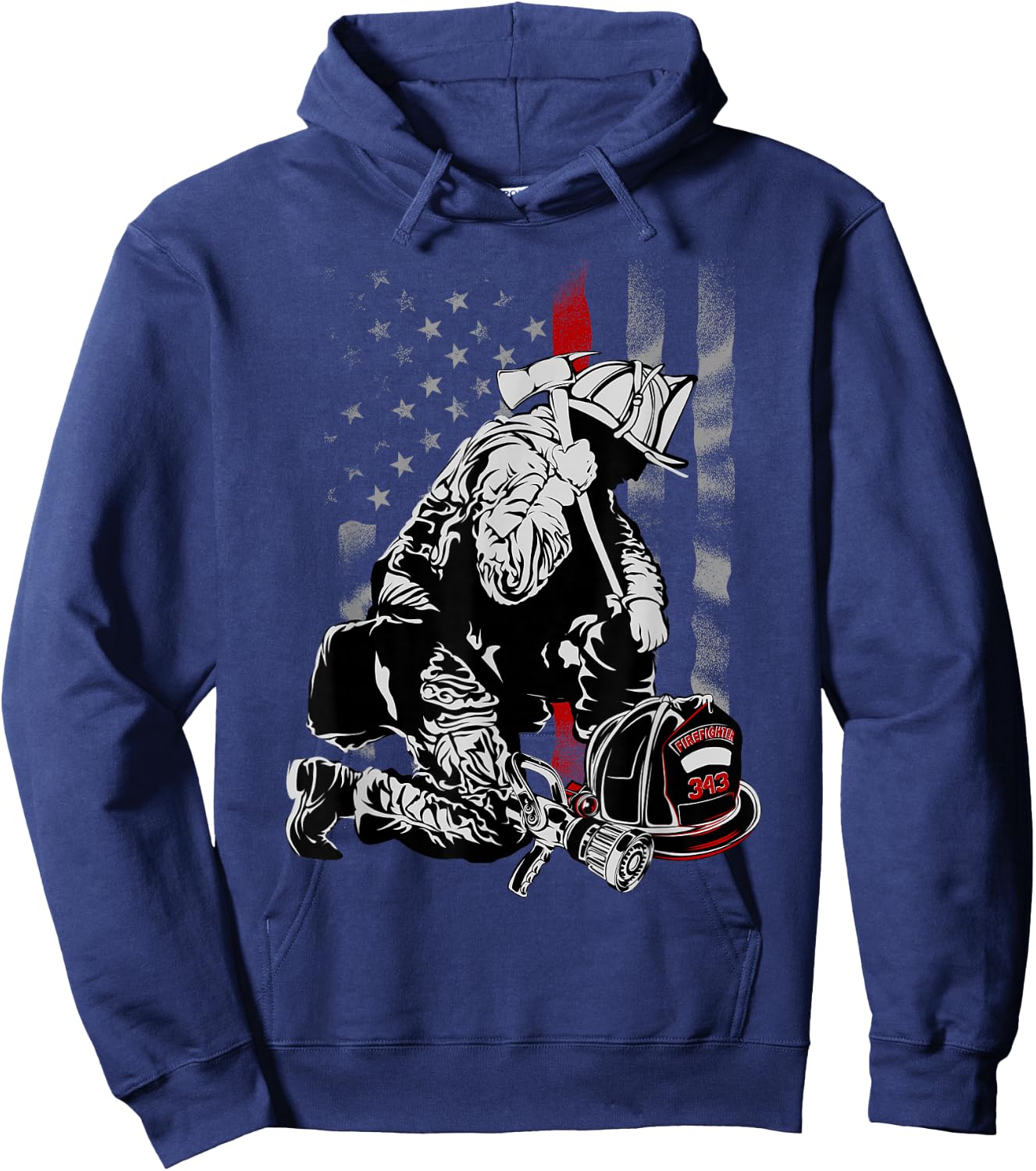 Fireman American Flag Shirt Thin Red Line Firefighter USA Hoodie - Hoodie | Navy