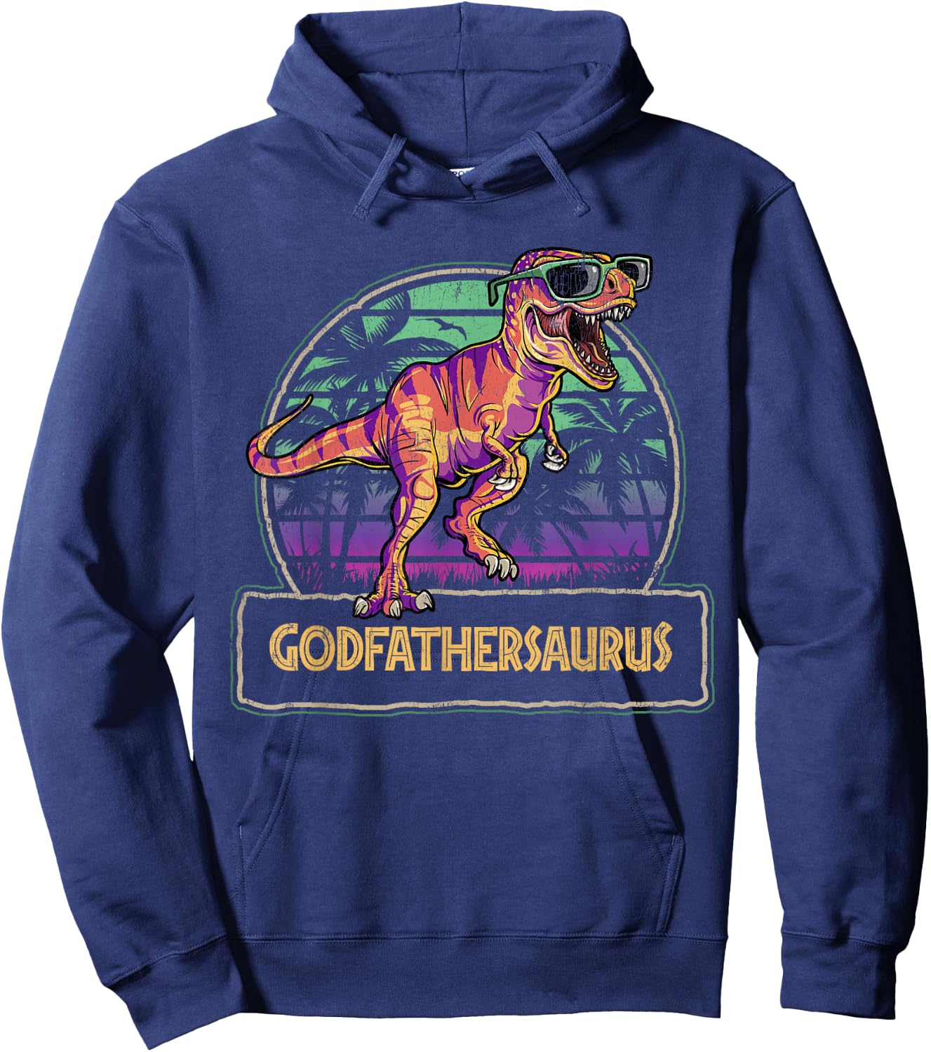 Godfathersaurus T Rex Dinosaur Godfather Saurus Matching Hoodie - Hoodie | Navy