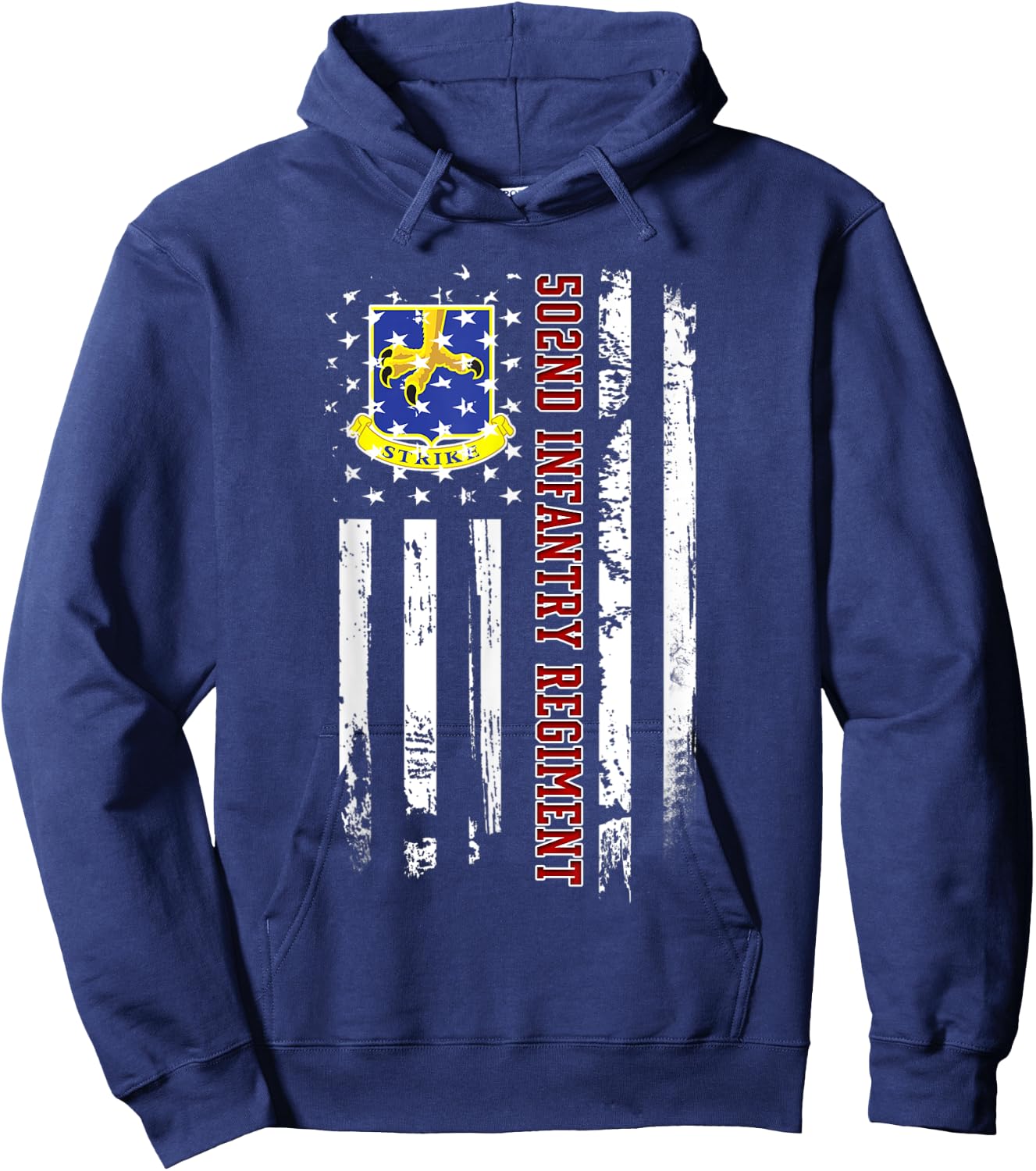 502nd Infantry Regiment Veteran USA Flag Veterans Day Xmas Hoodie - Hoodie | Navy