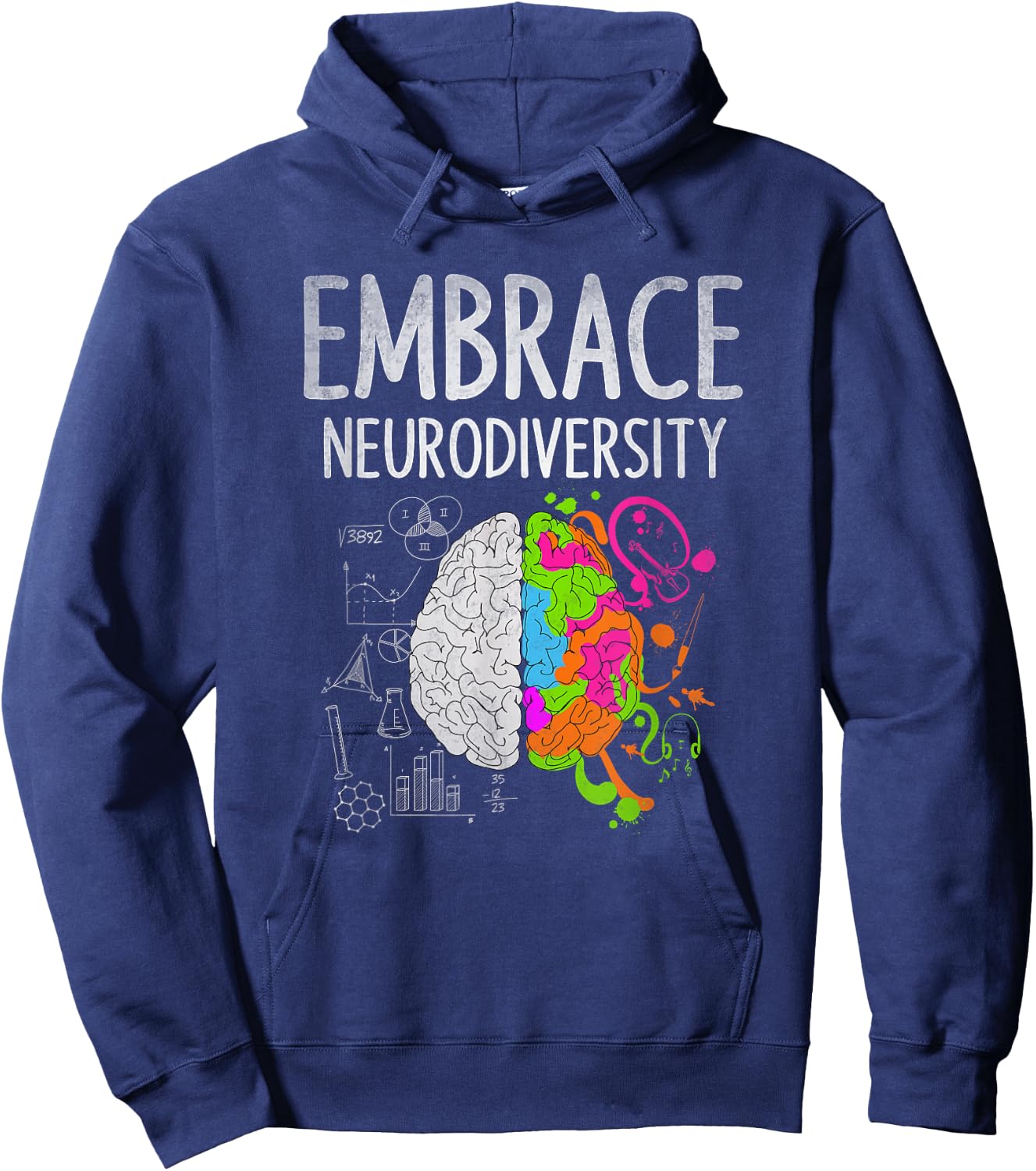 Teacher April Autism Awareness Embrace Neurodiversity Brain Hoodie - Hoodie | Navy