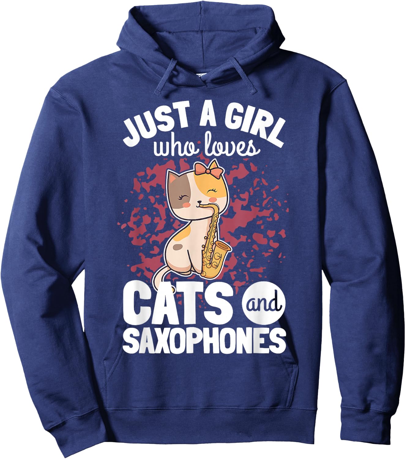 Saxophonist Girl Saxist Sax Cat Saxophone Hoodie - Hoodie | Navy
