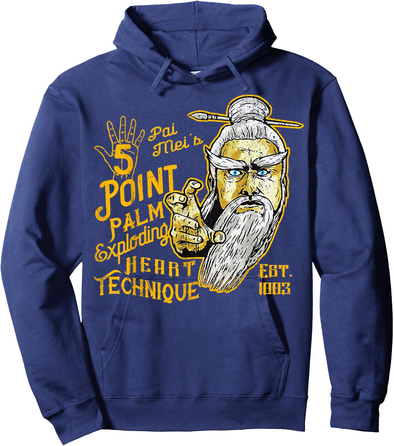 Vintage Pai Mei 5 Point Palm Exploding Heart Technique 1 Hoodie - Hoodie | Navy