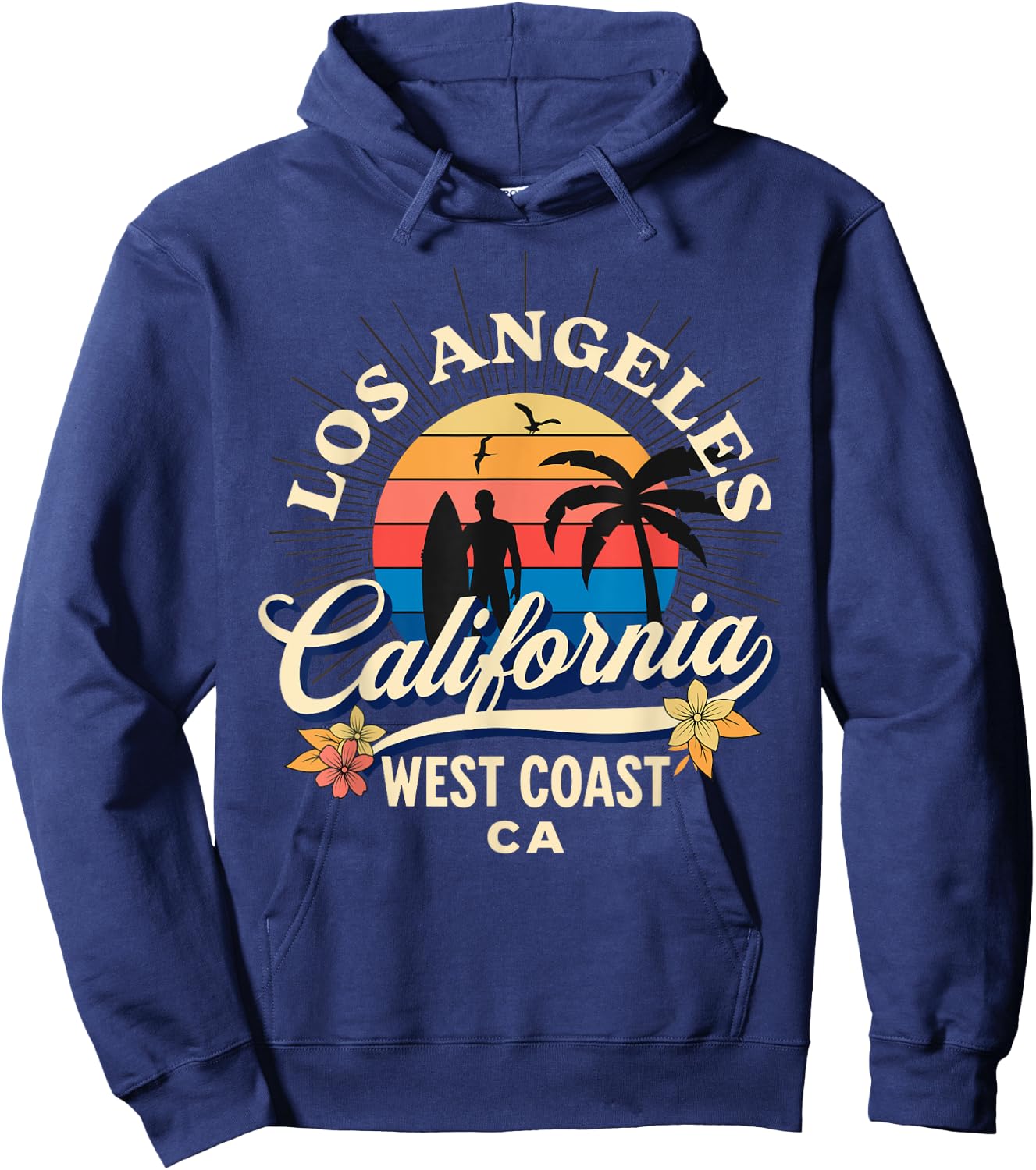 Los Angeles California Beach Surf Summer Vacation Vintage Hoodie - Hoodie | Navy