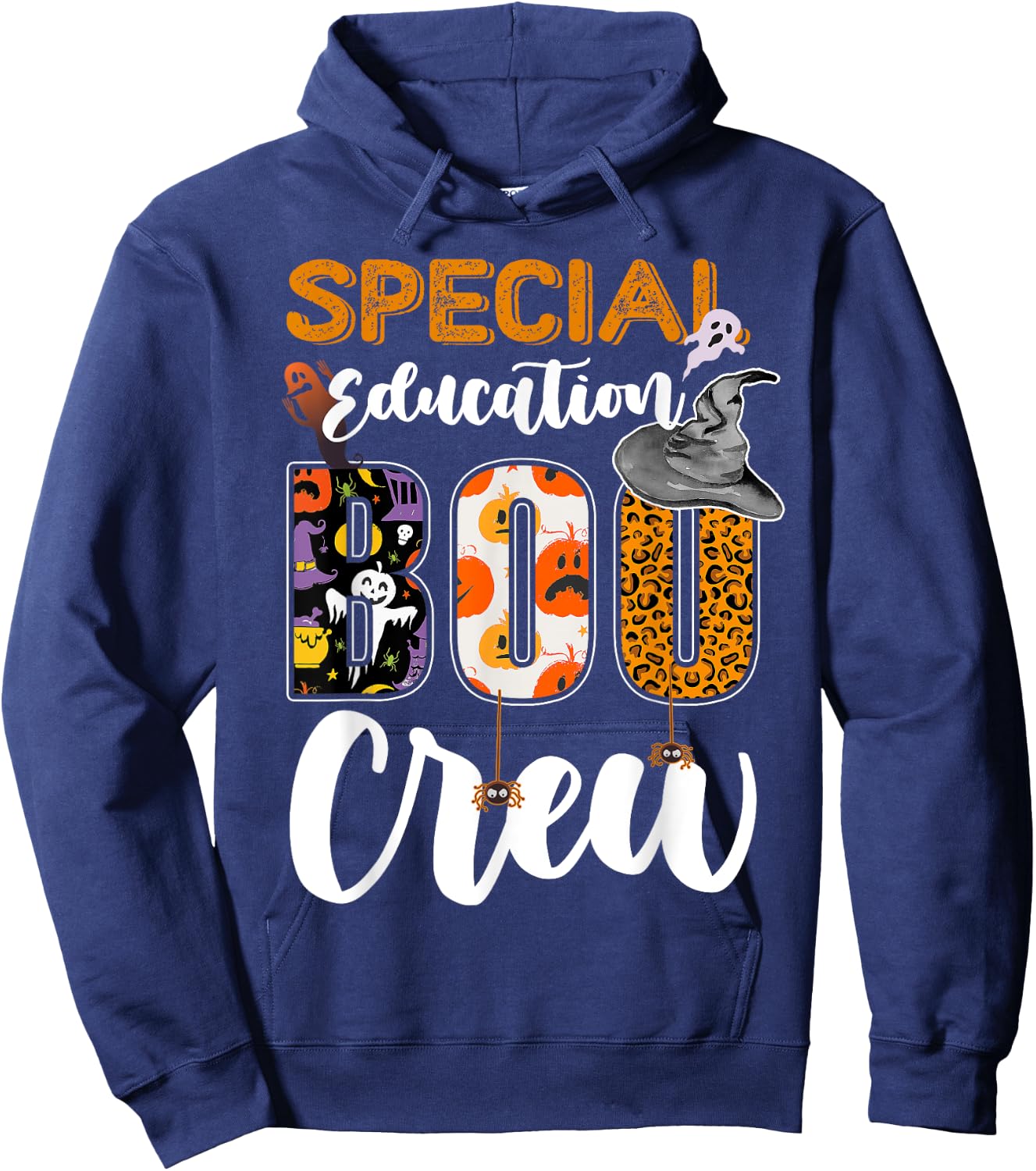 Special Education Boo Crew Ghost Funny Halloween Matching Hoodie - Hoodie | Navy