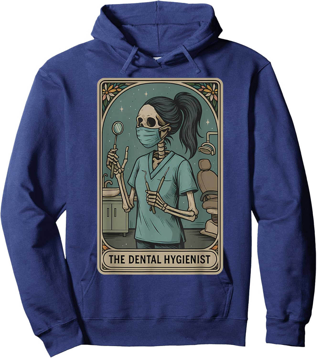 Dental Hygienist Tarot Card Skeleton Dentist Orthodontics Hoodie - Hoodie | Navy