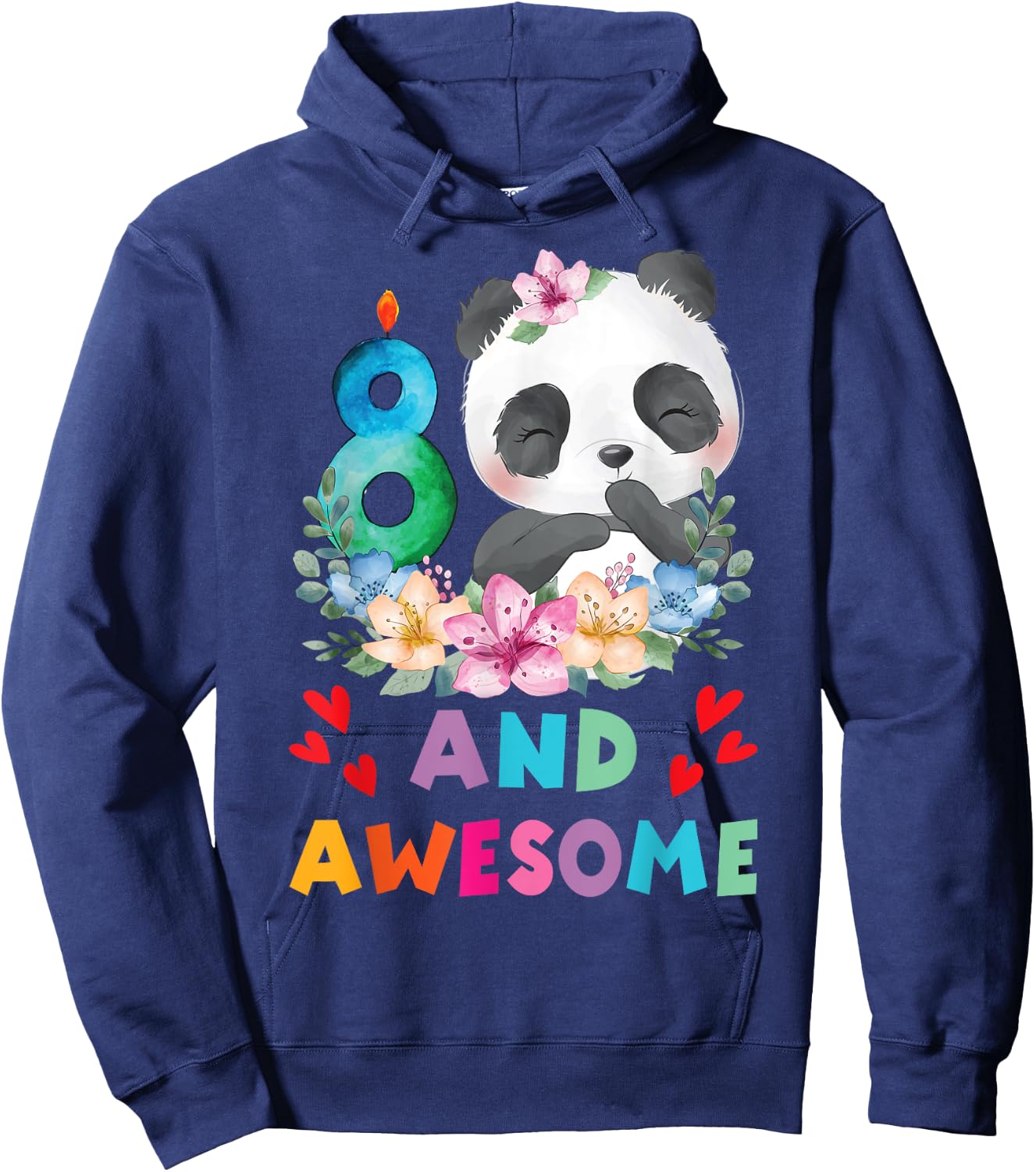 8 Years Old 8th Birthday Panda Unicorn Girl Party Gift Hoodie - Hoodie | Navy