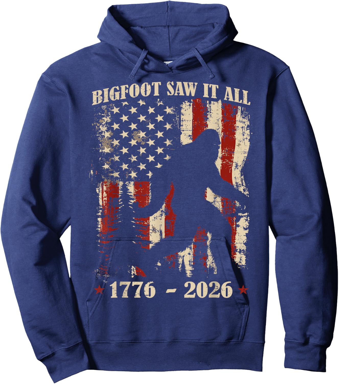 Bigfoot Patriotic 250 Years American USA 4th of July Men Hoodie - Hoodie | Navy