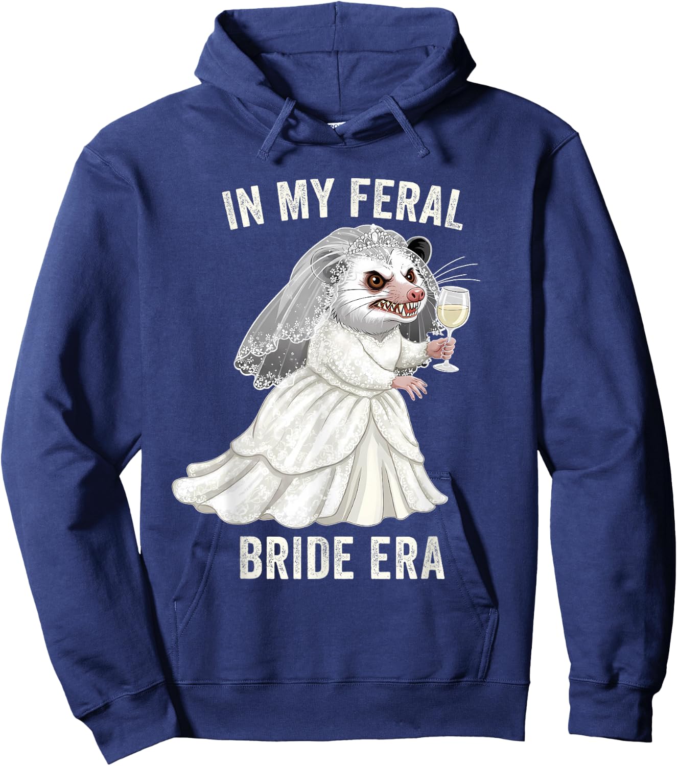 in My Feral Bride Era Funny Wedding Opossum Bachelorette Hoodie - Hoodie | Navy